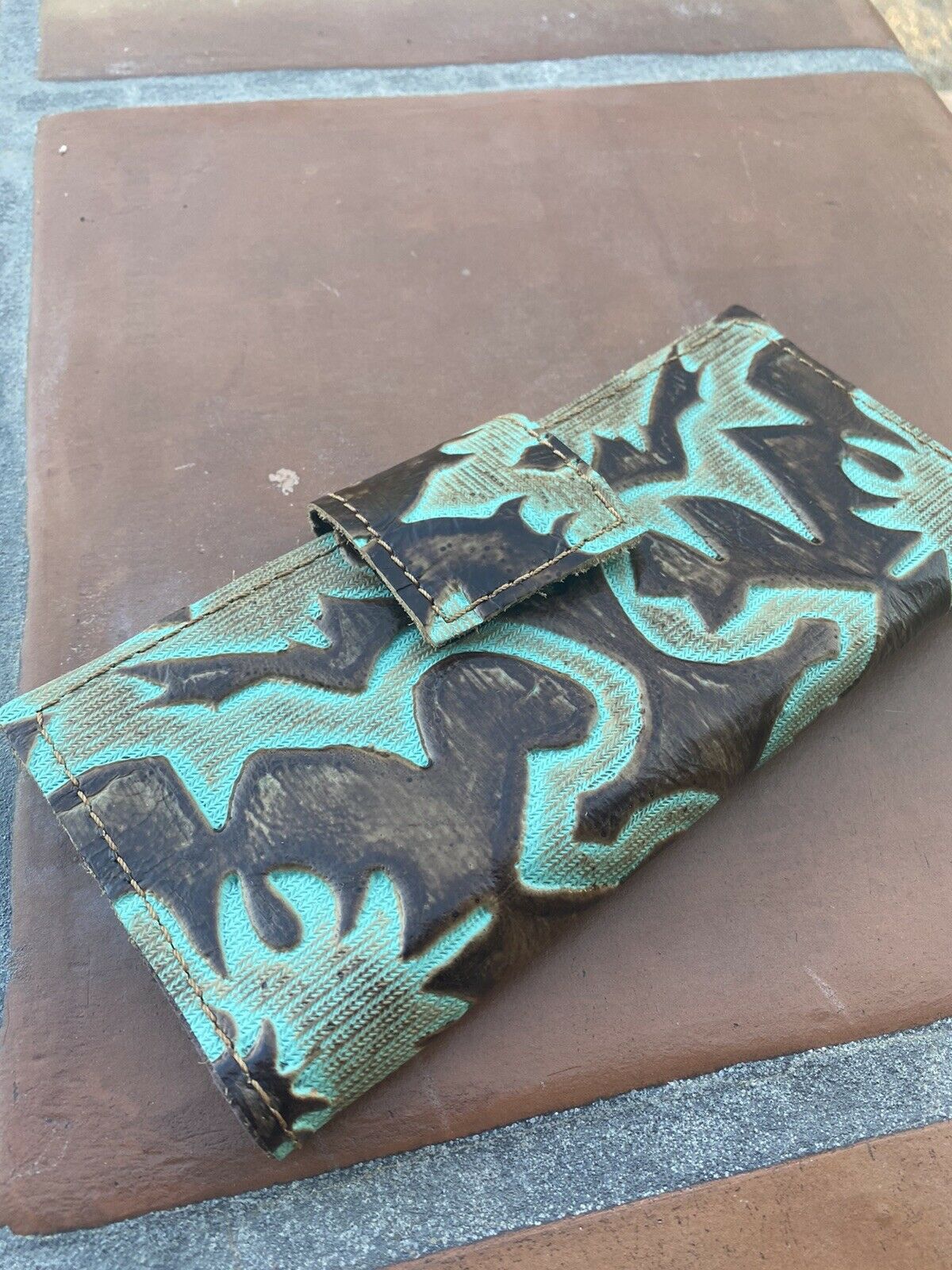 Hand Tooled Turquoise Southwestern Leather Wallet