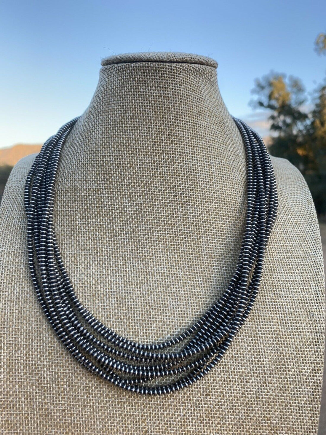 Handcrafted Sterling Silver Saucer Pearls 3mm Beaded Necklace 20 Inch