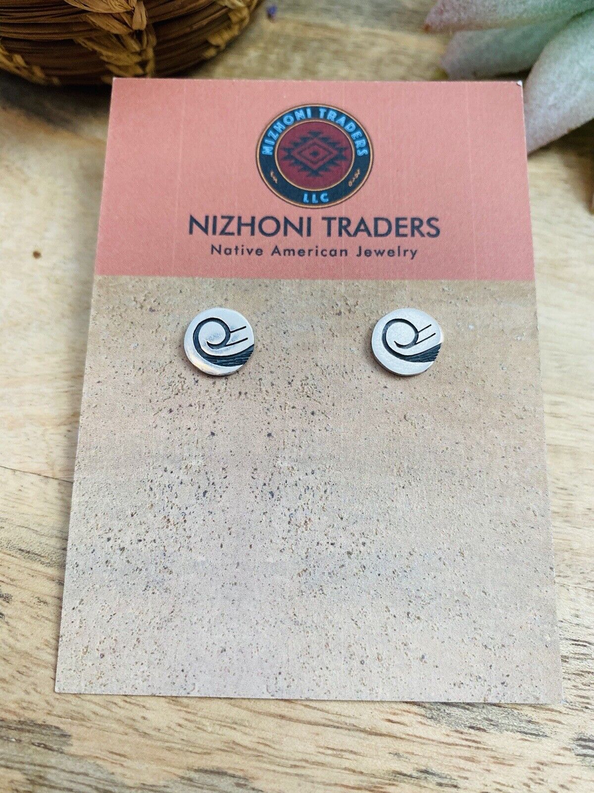 Hopi Overlaid Sterling Silver Swirl Stud Earrings