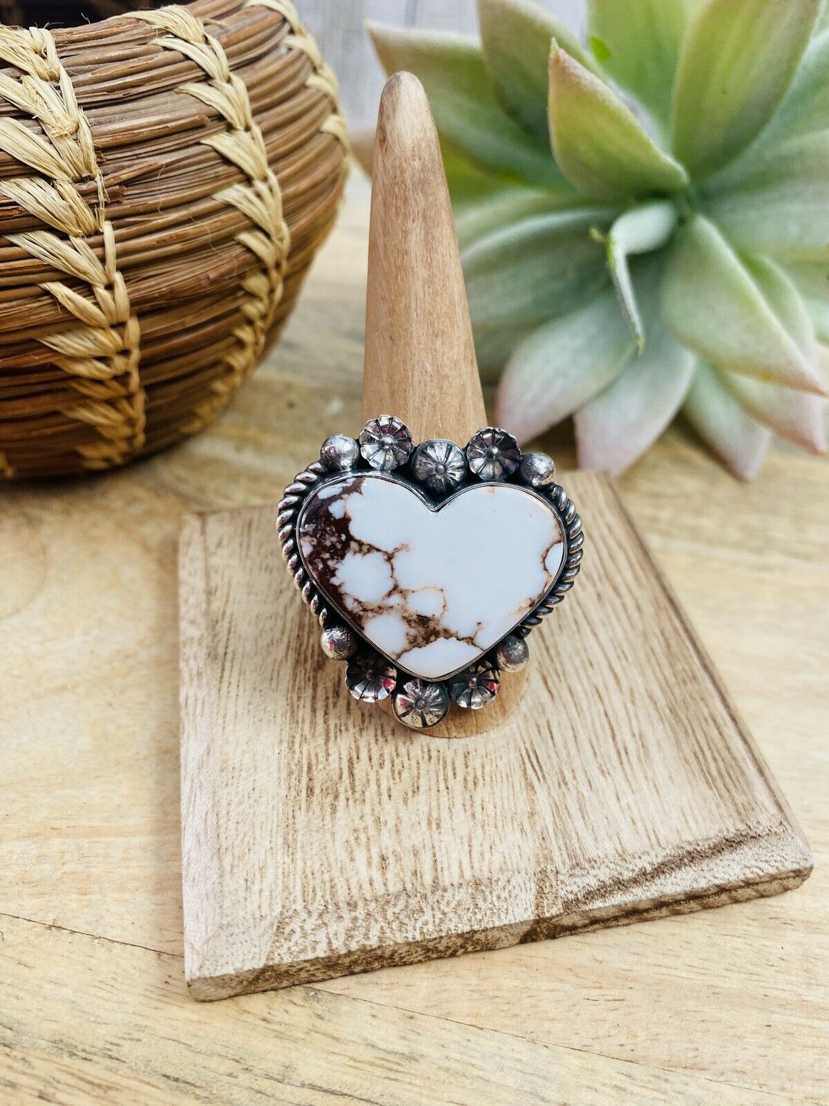 Navajo Wild Horse And Sterling Silver Heart Ring Size 10