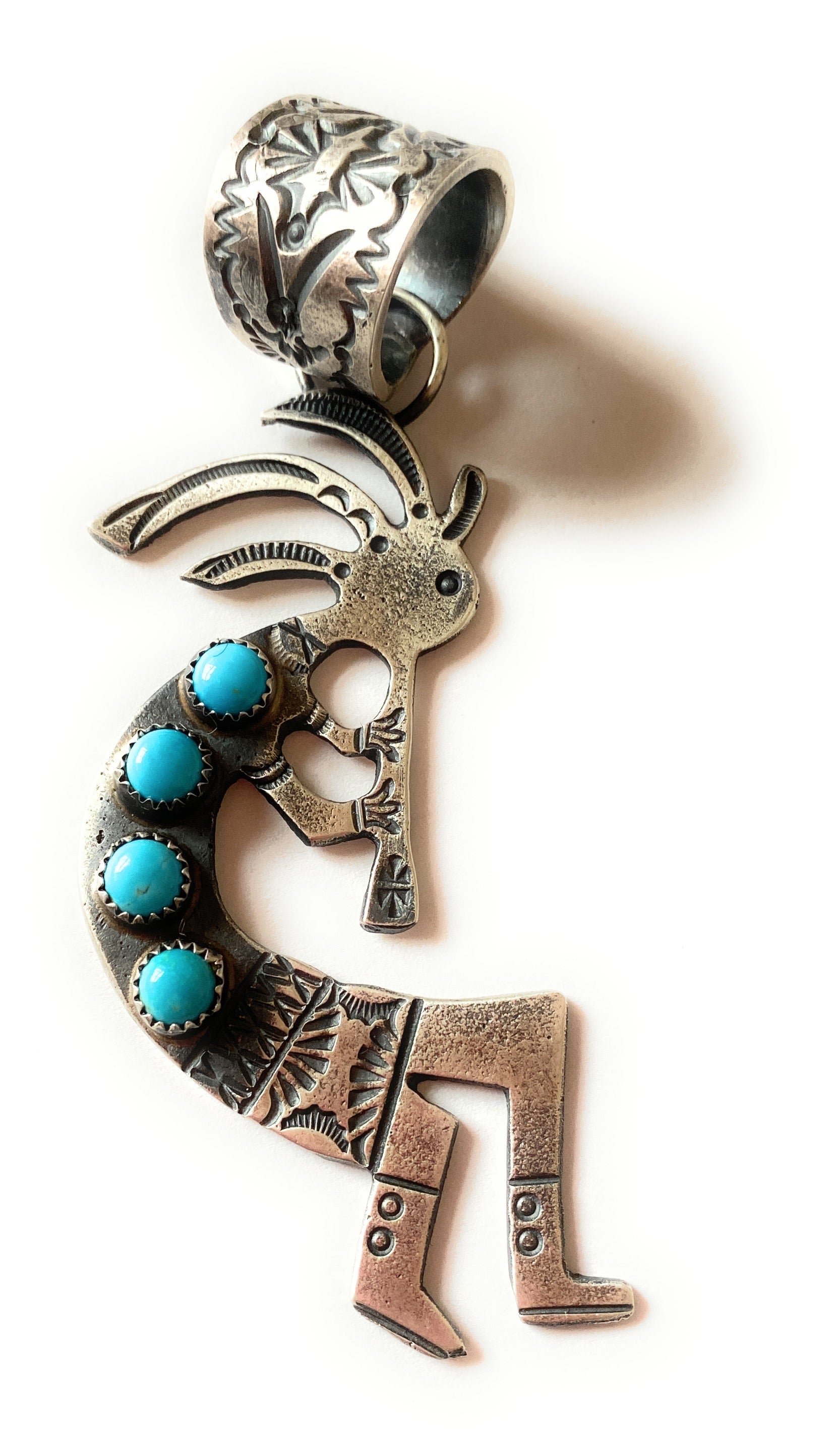 Multicolor, Turquoise 925 Sterling Silver Southwestern Kokopelli shops Pendant