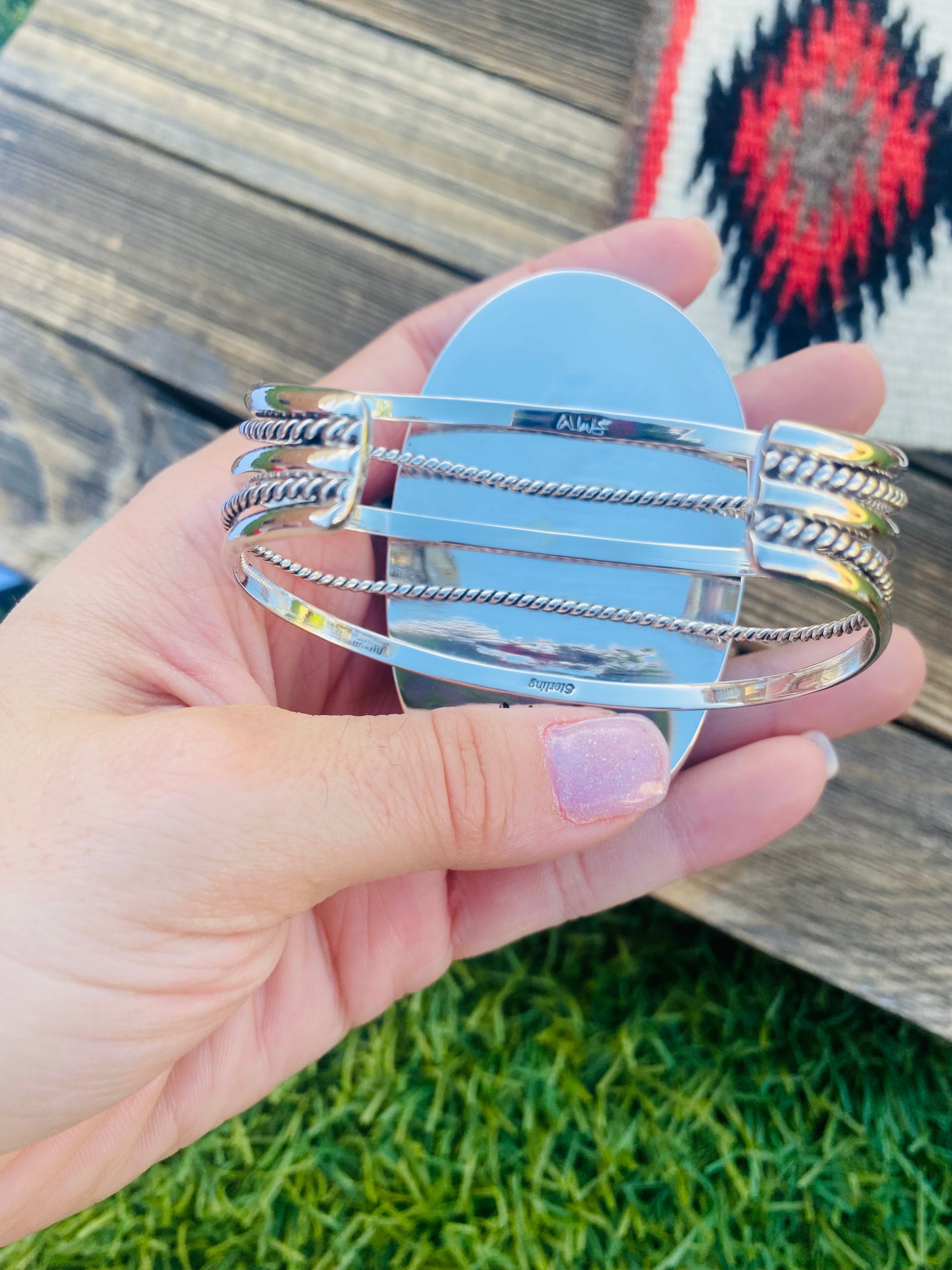 Navajo Sterling Silver & Bumblebee Cuff Bracelet Signed