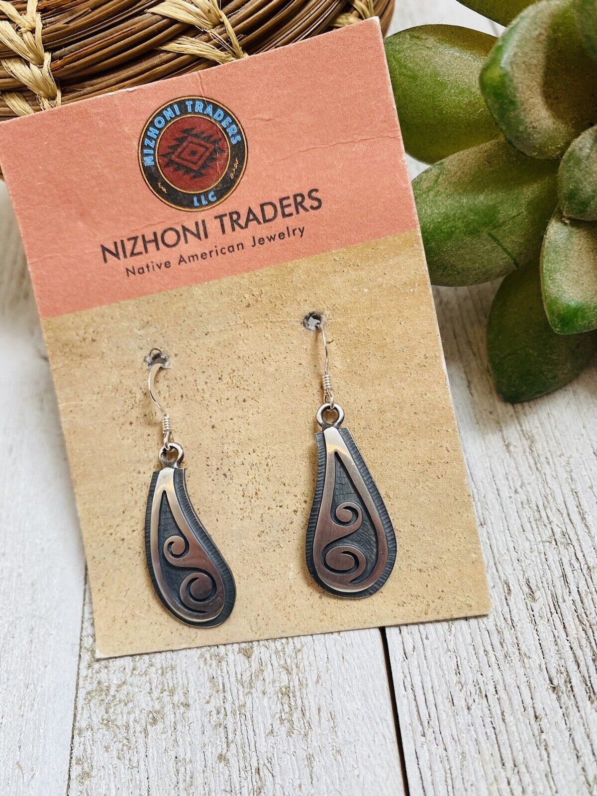 Hopi Overlaid Sterling Silver Dangle Earrings