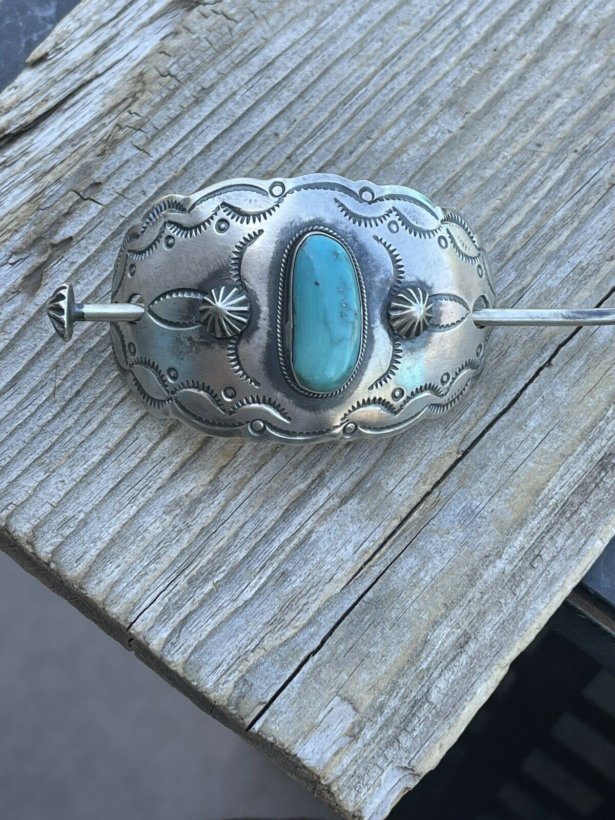 Navajo Sterling Silver Turquoise Southwest Hair Accessory