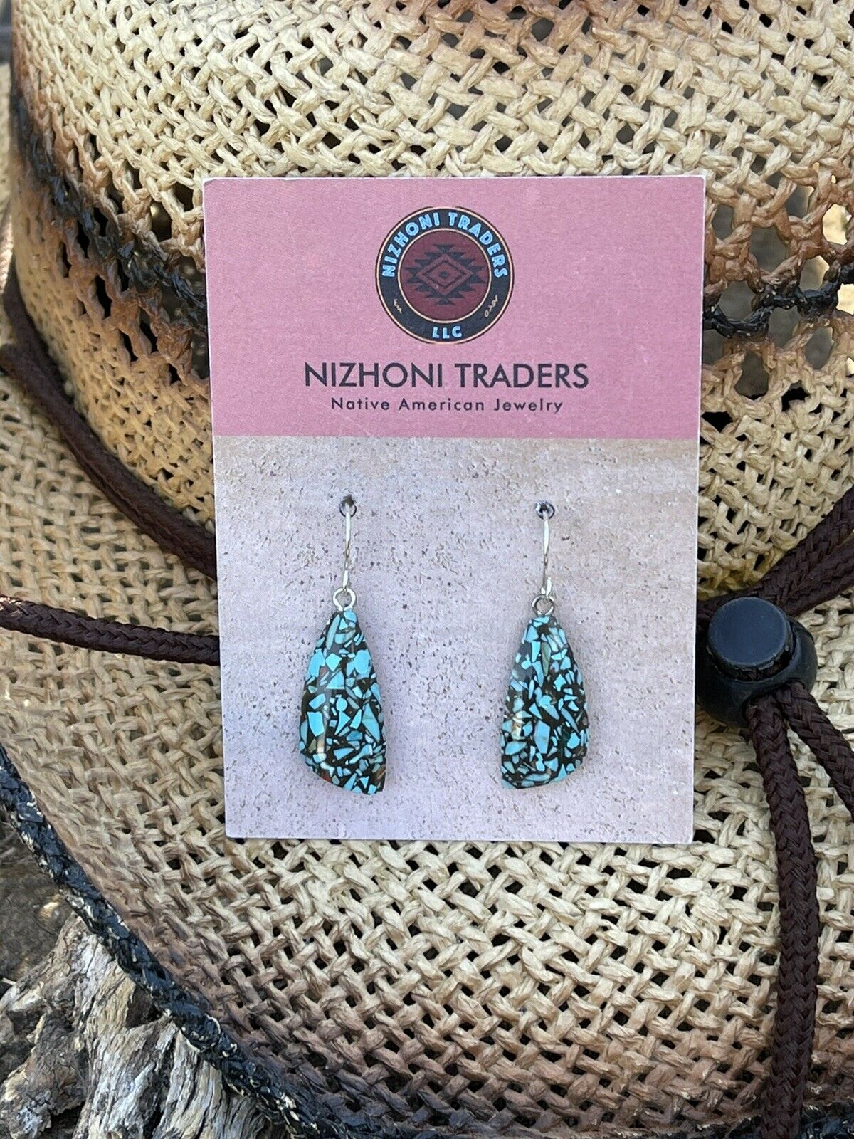 Navajo Multi Stone Turquoise Sterling Silver Dangle Earrings