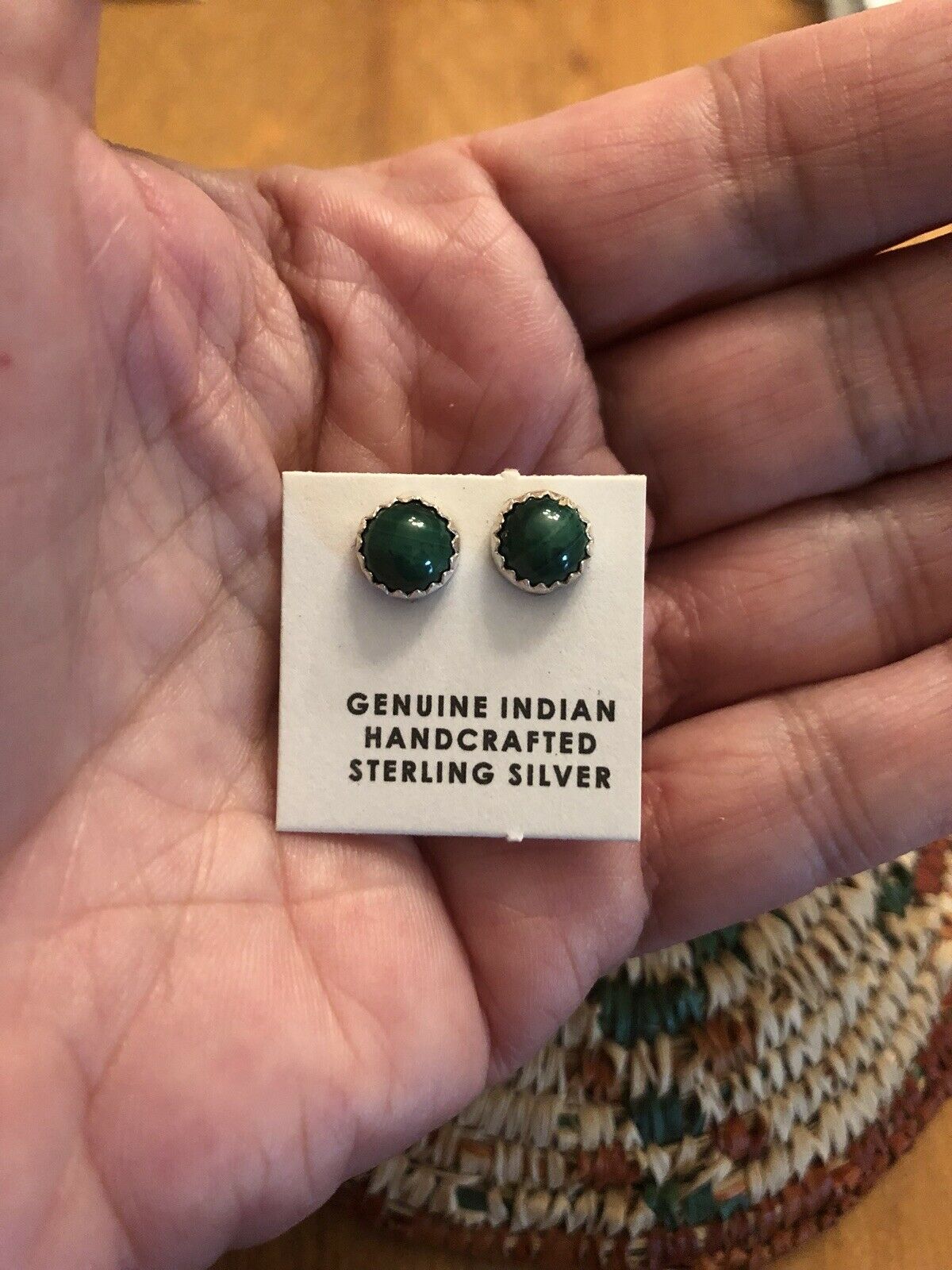 Navajo Malachite  Sterling Silver Post Studs