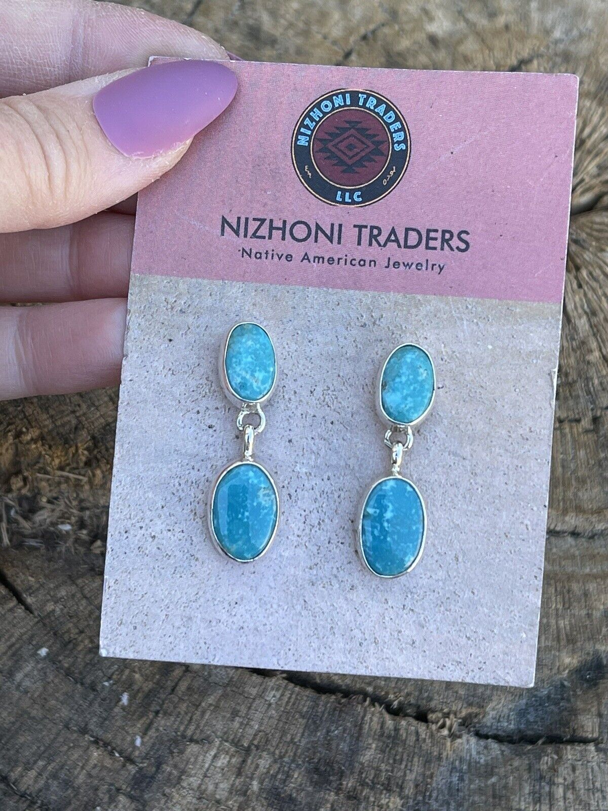 Navajo Sterling Silver Turquoise Dangle Earrings