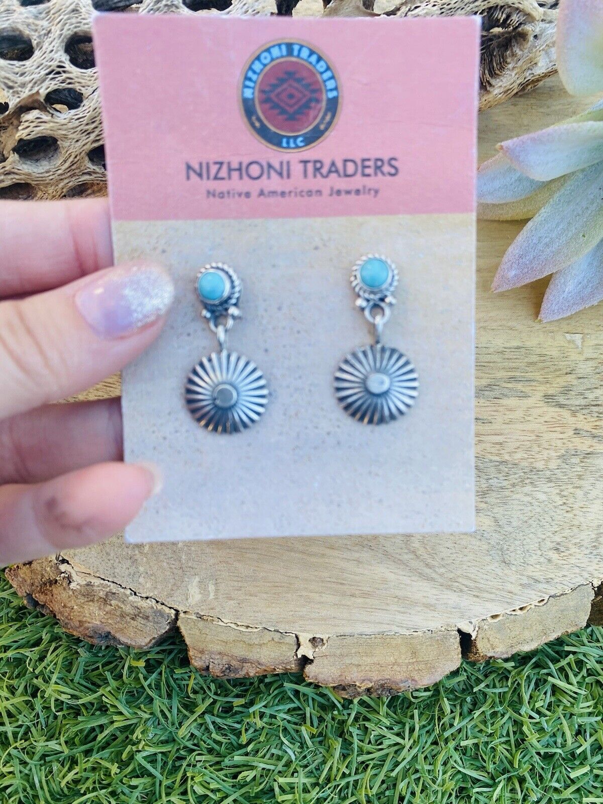 Navajo Turquoise & Sterling Silver Dangle Earrings