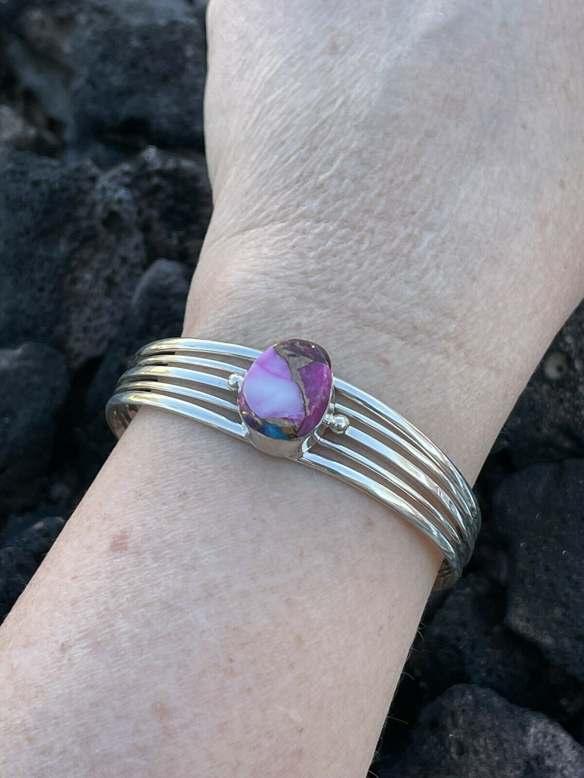 Navajo Pink Dream Mojave Sterling Silver Custom Cuff