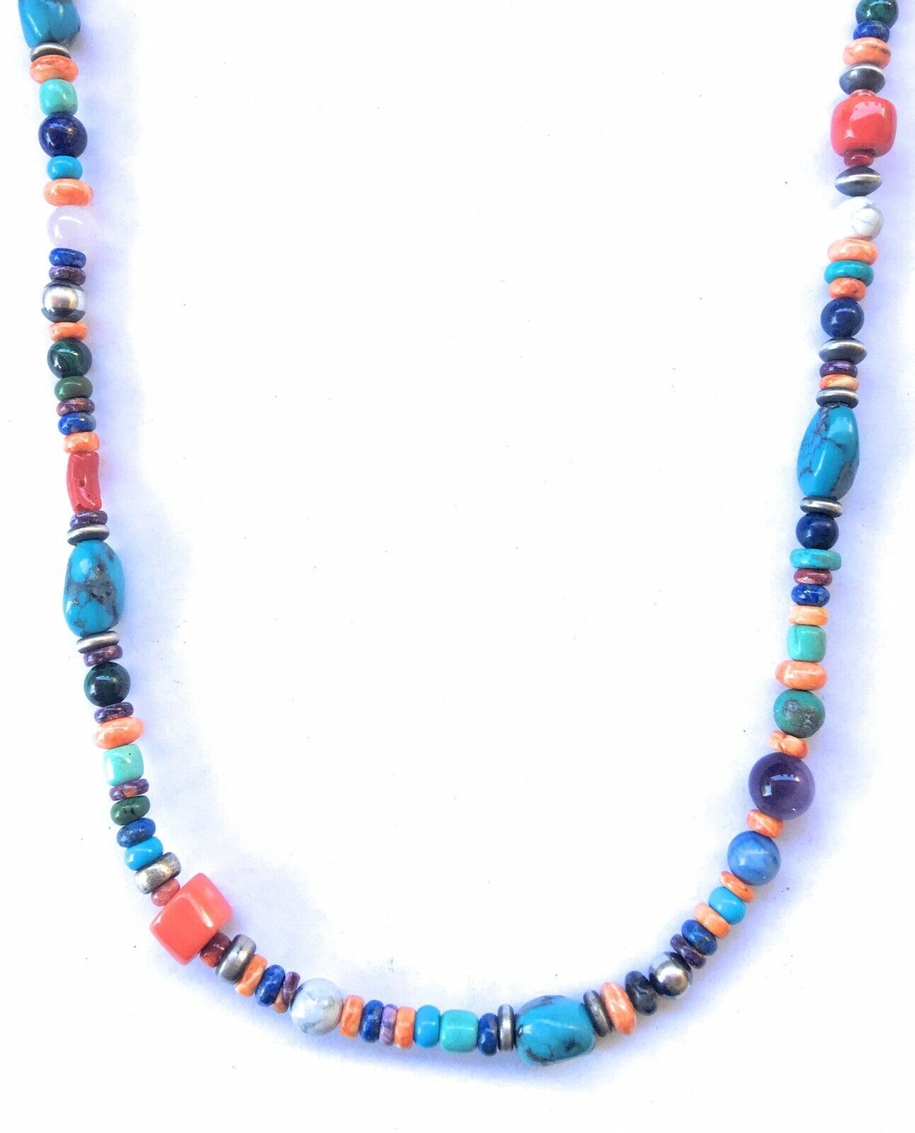 Santo Domingo Multi Stone And Sterling Silver Beaded Necklace