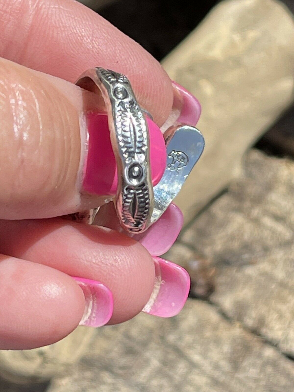 Navajo Sterling Silver Pink/ Purple Opal Adjustable 4 Stone Ring