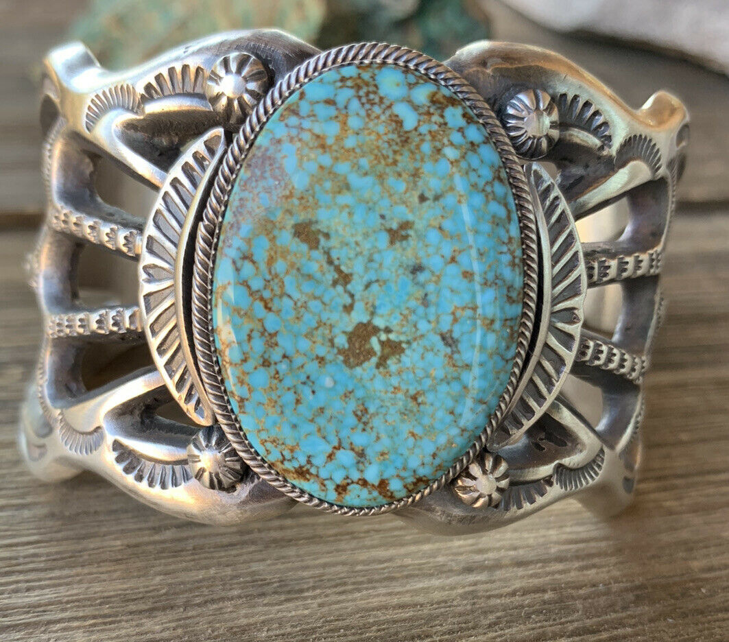 Navajo Royston & Sterling Silver Statement Cuff Bracelet