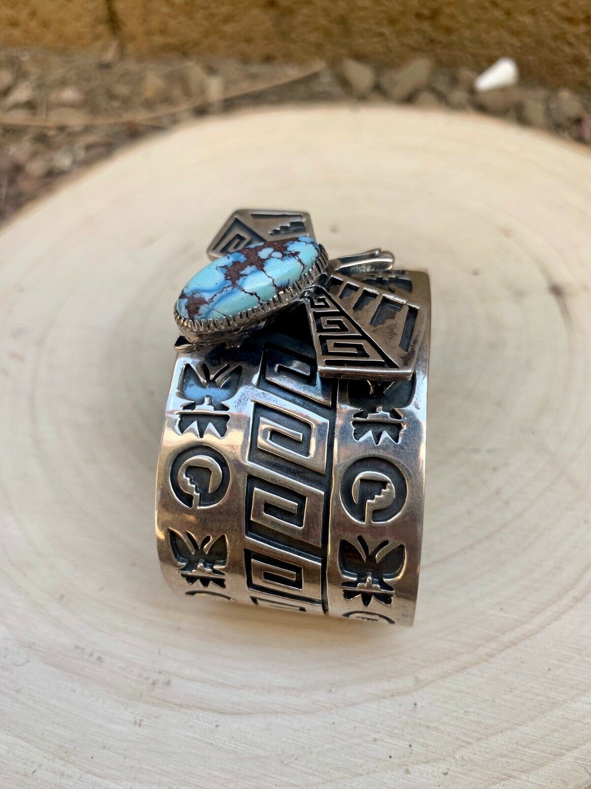 Navajo Sterling Silver & Golden Hills Turquoise Butterfly Cuff  Bracelet