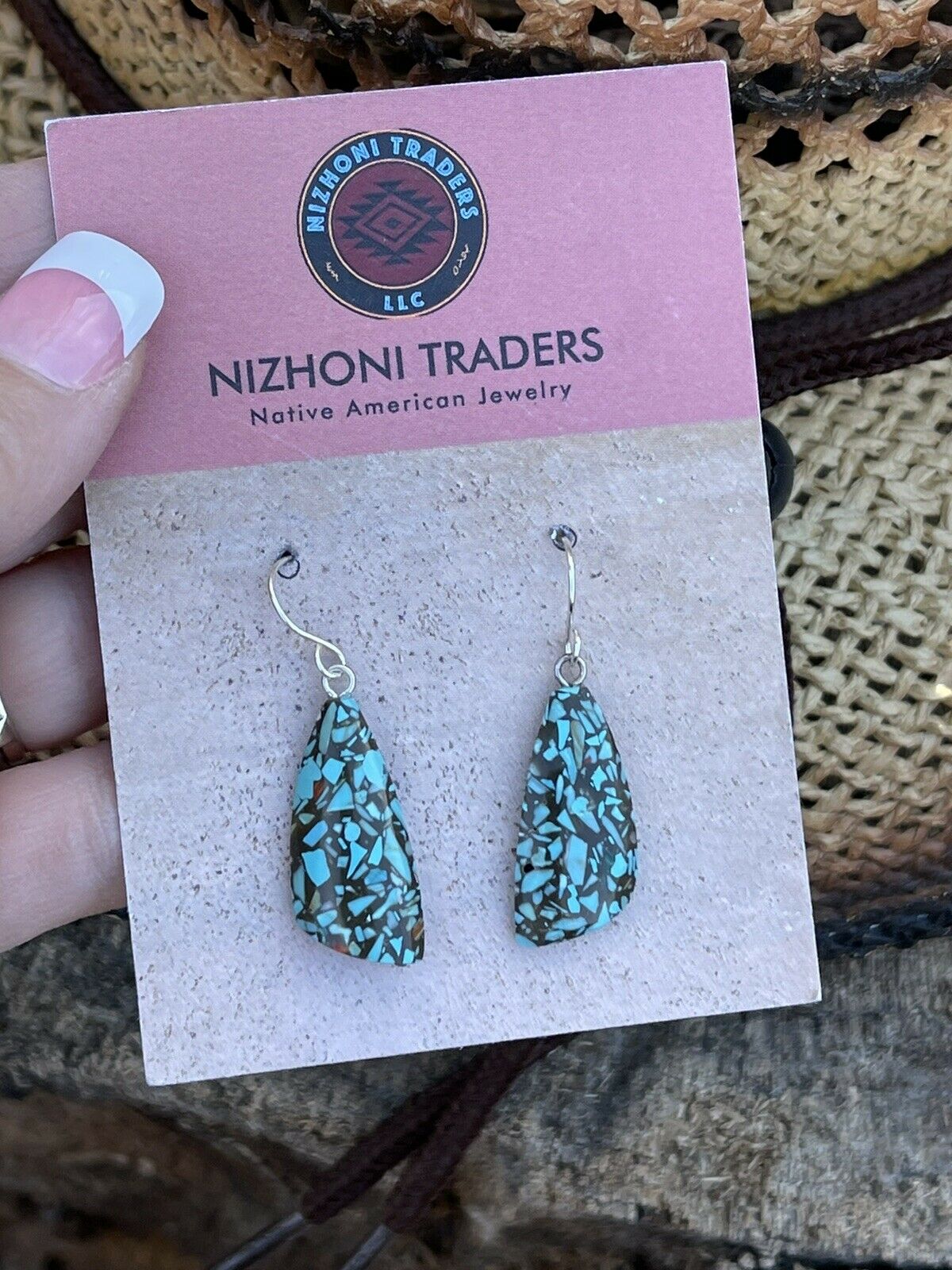 Navajo Multi Stone Turquoise Sterling Silver Dangle Earrings