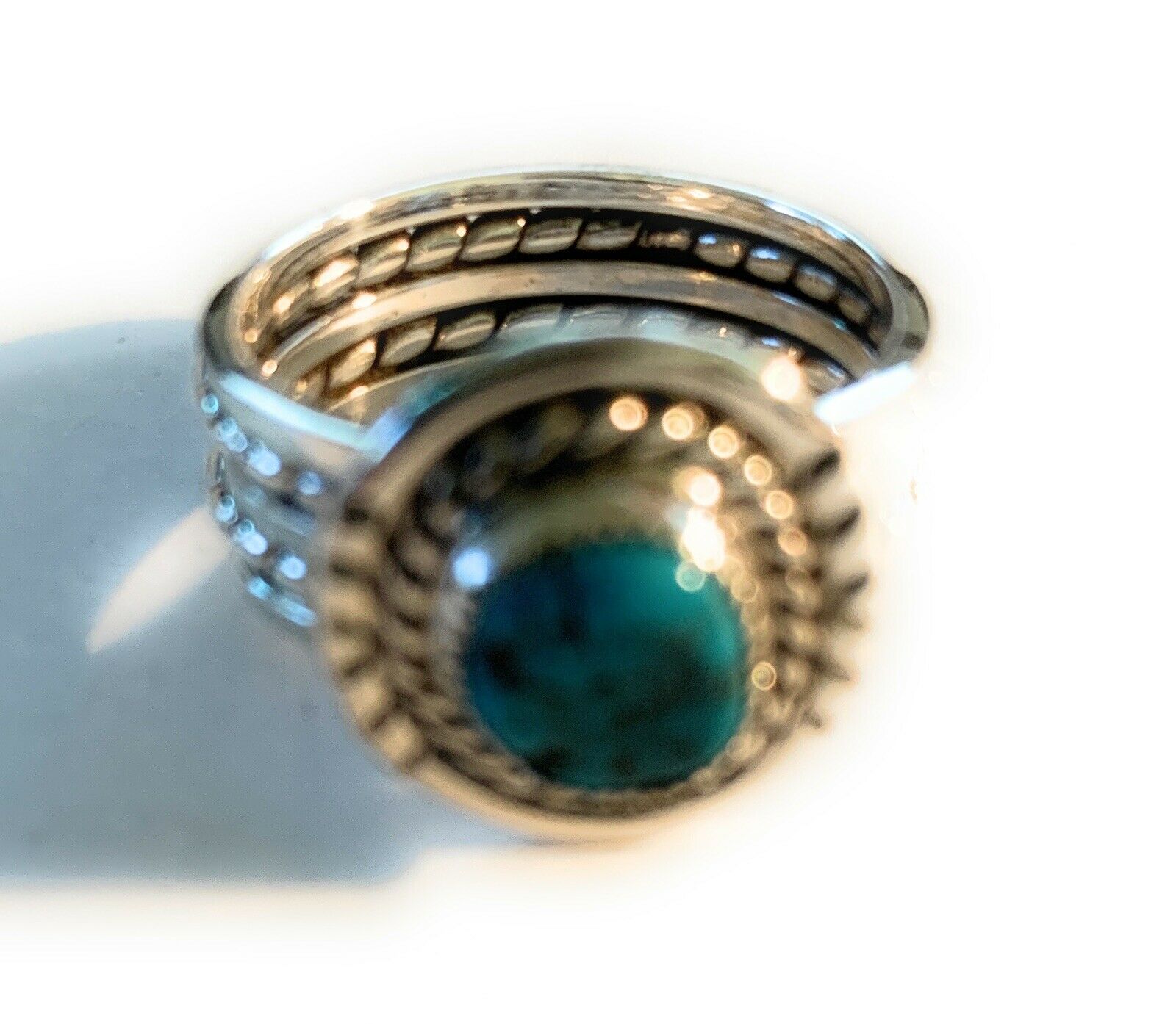 Navajo Kingman Turquoise & Sterling Silver Braided Ring