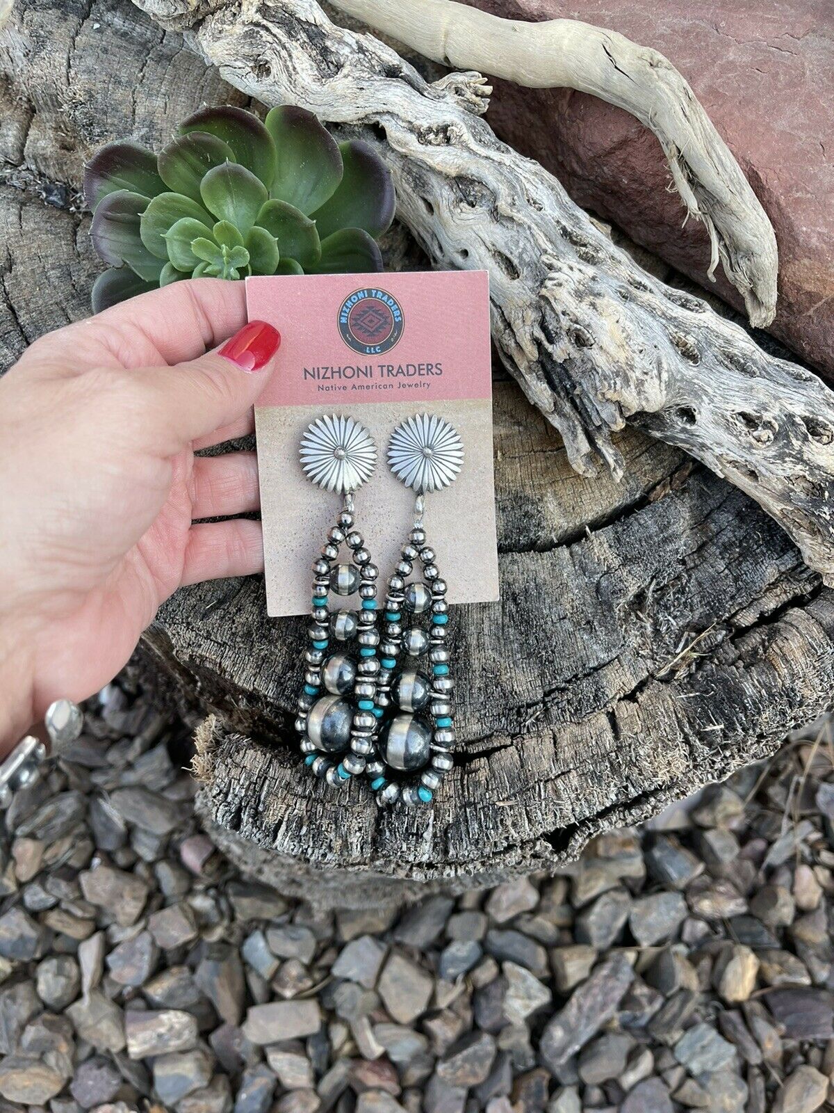 Vintage Navajo Beaded Earrings, Dangle Earrings, Navajo Jewelry, Sterling Silver, Sterling Silver, Gift Ideas fashion