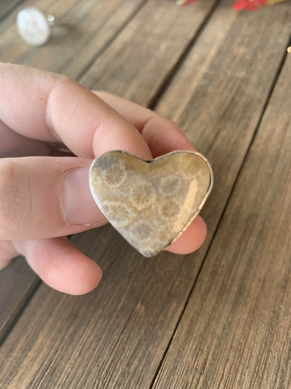 Navajo Ocean Jasper & Sterling Silver Heart Ring Size 6