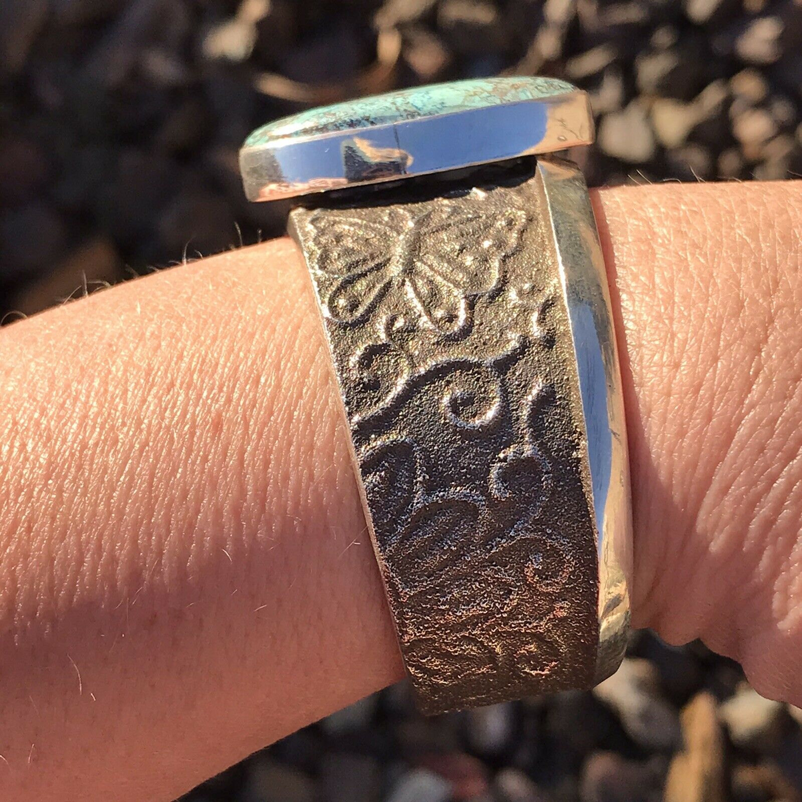 Navajo Sterling Silver & Turquoise Butterfly Cuff  Bracelet