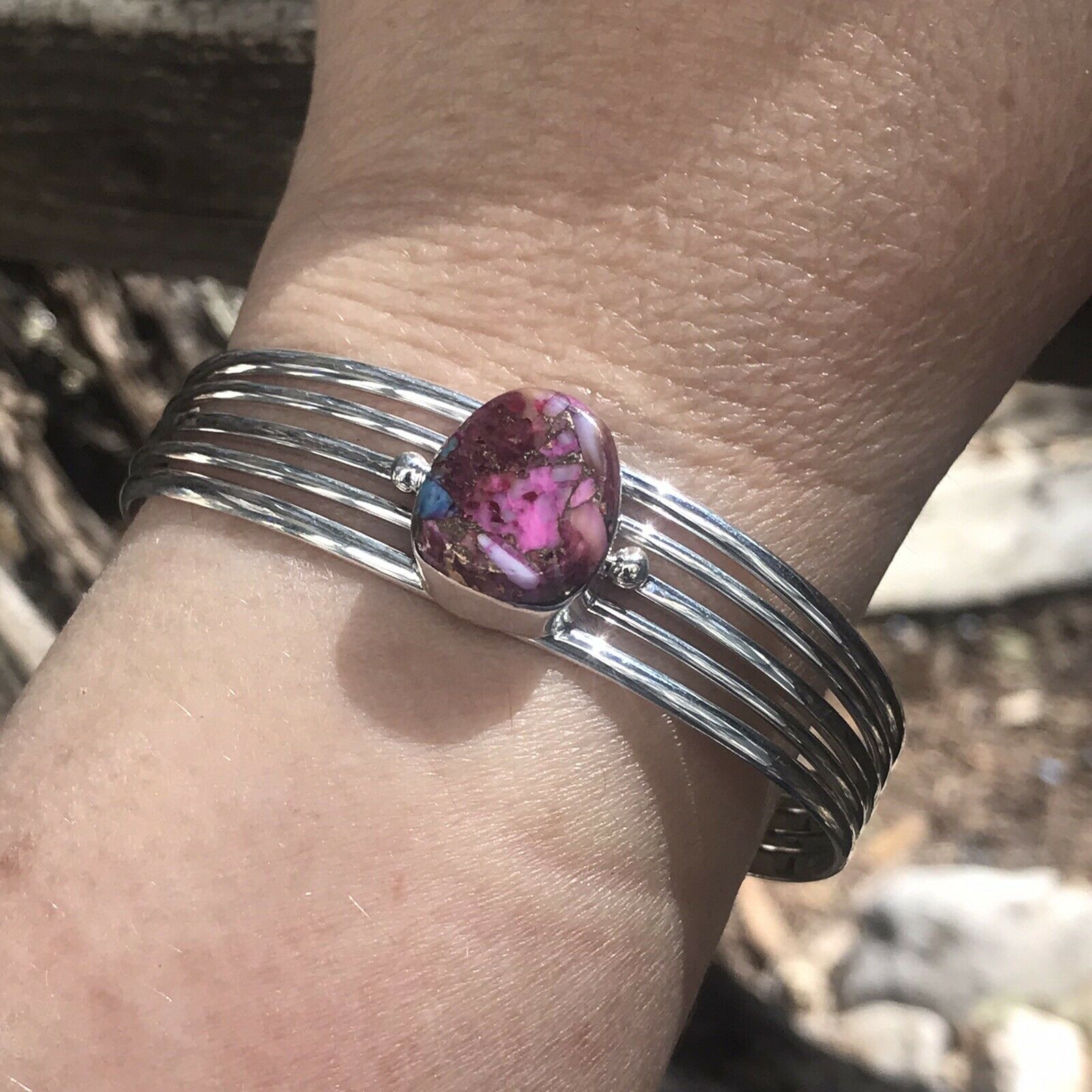 Navajo Pink Dream Mojave Sterling Silver Custom Cuff