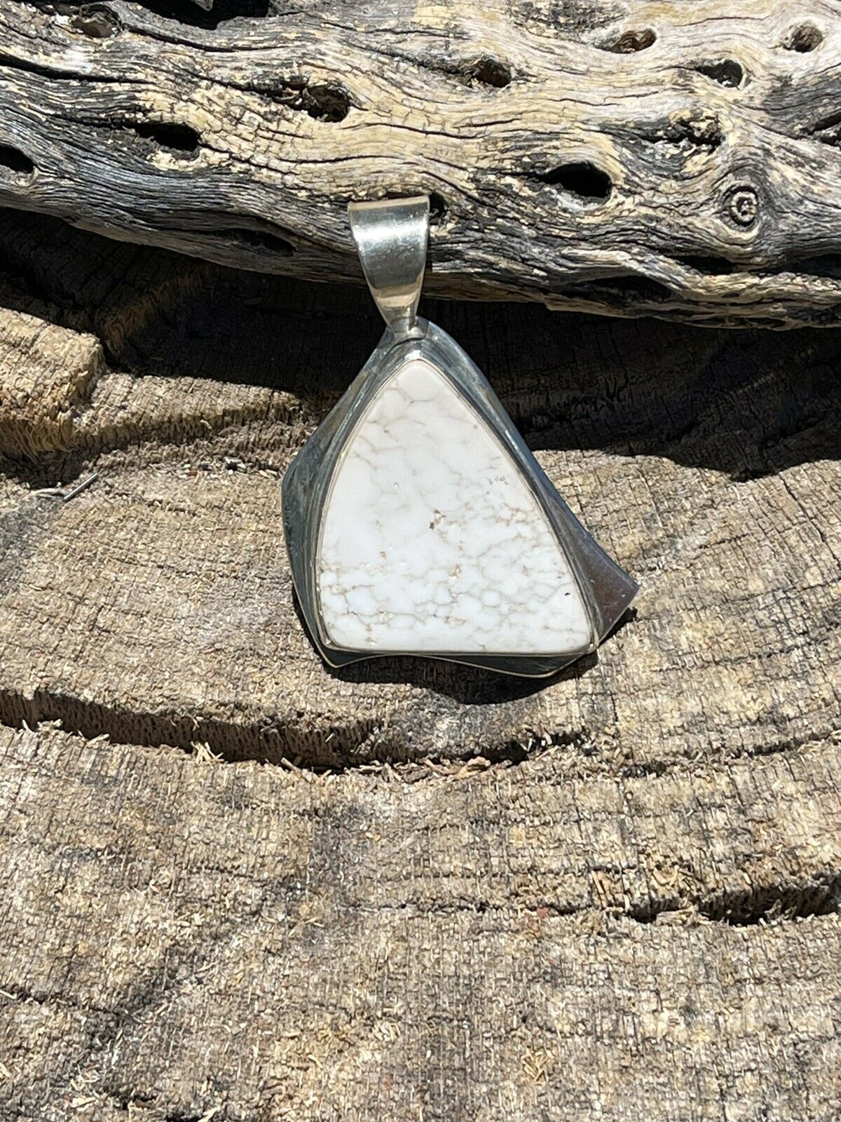 Navajo White Buffalo & Sterling Silver Southwest Pendant