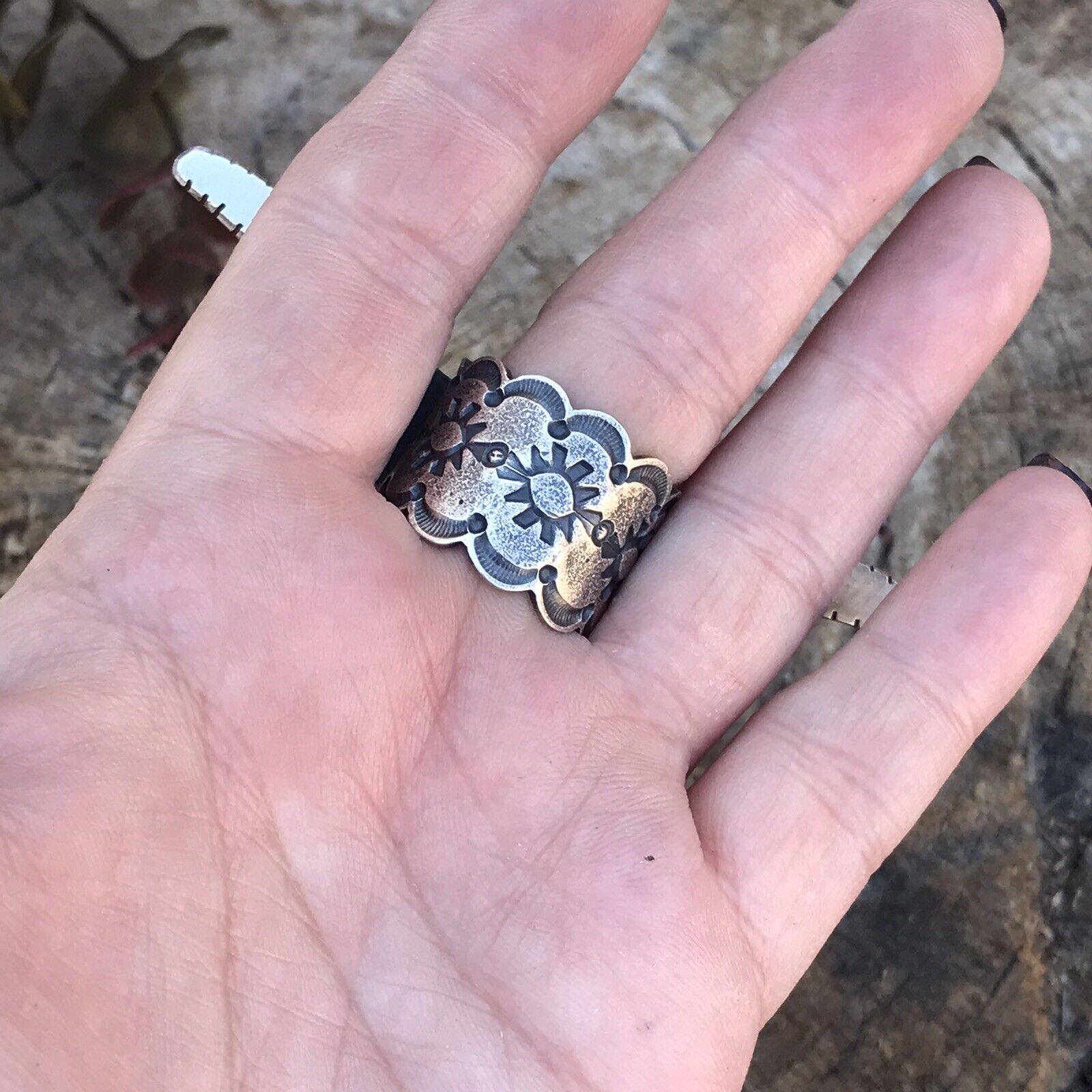 Navajo Sterling Silver Longhorn Cattle Steer Head Statement Ring