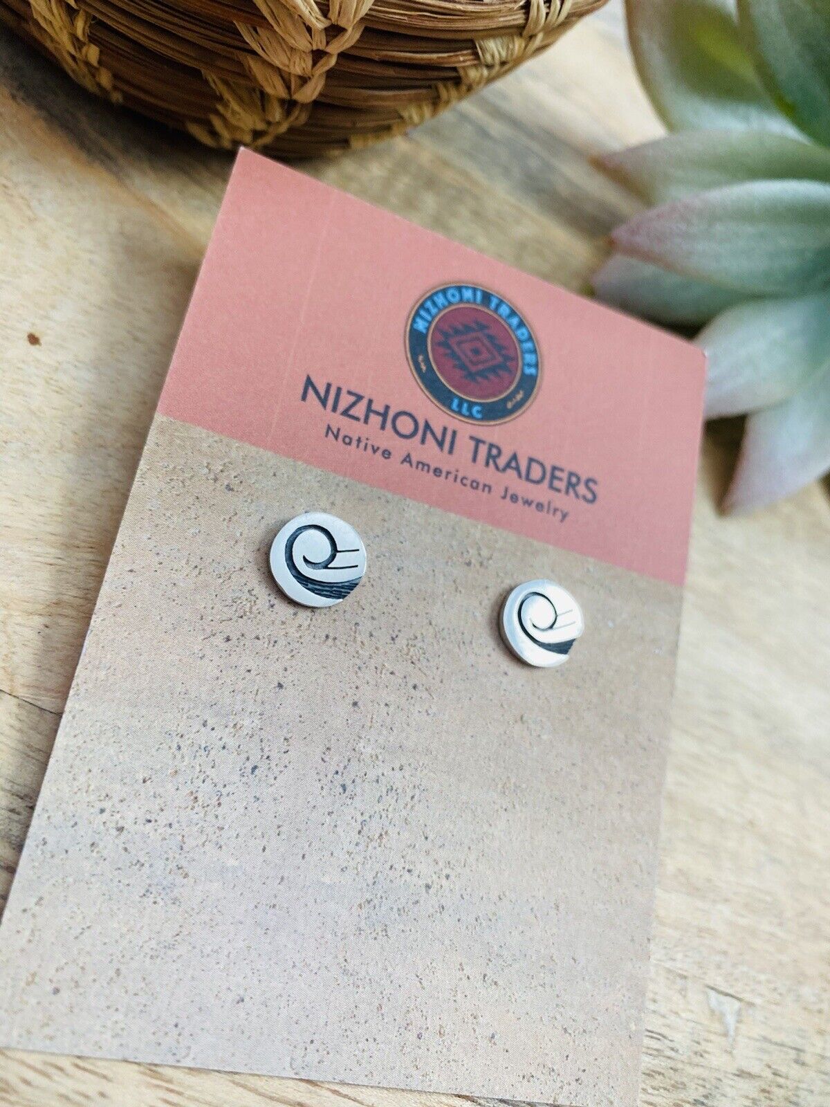 Hopi Overlaid Sterling Silver Swirl Stud Earrings