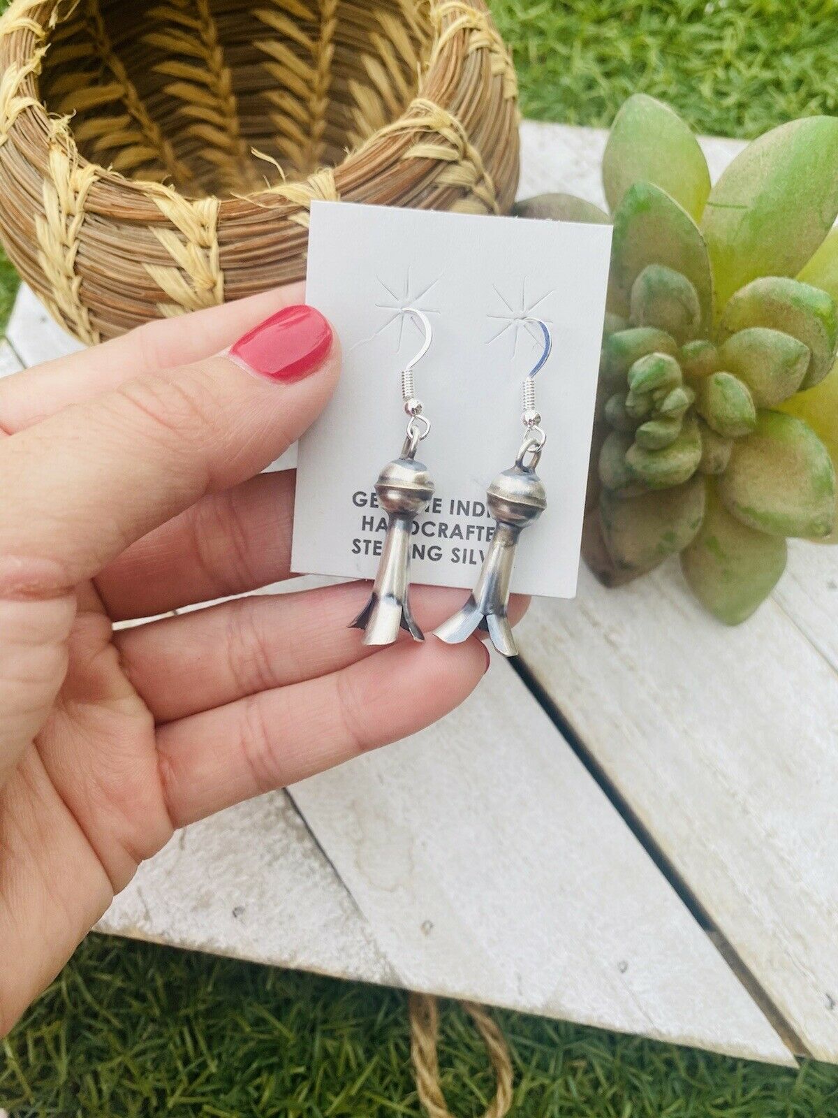 Navajo Sterling Silver Blossom Dangle Earrings