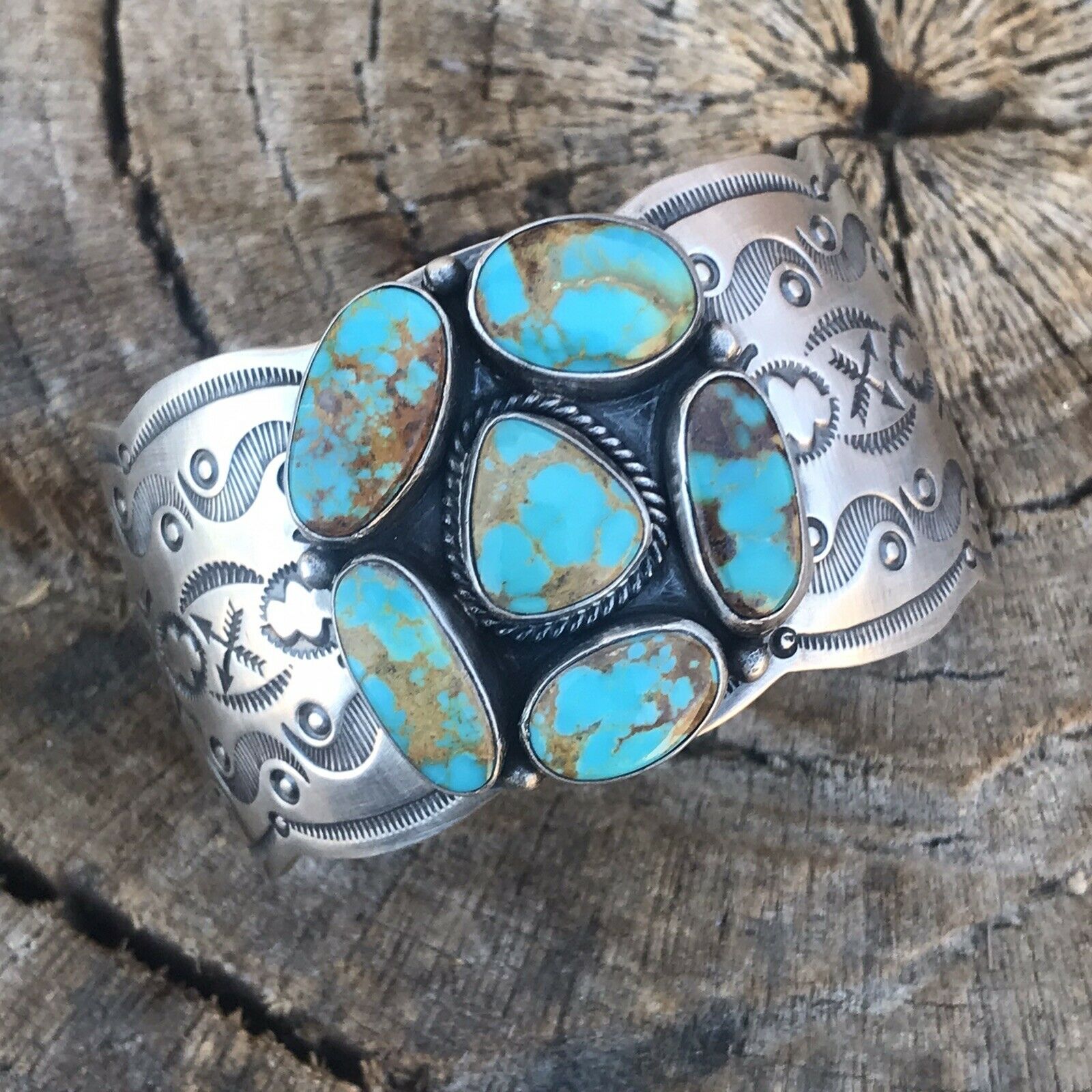 Navajo Sterling Silver Royston Turquoise Cuff Bracelet By Benson Shorty