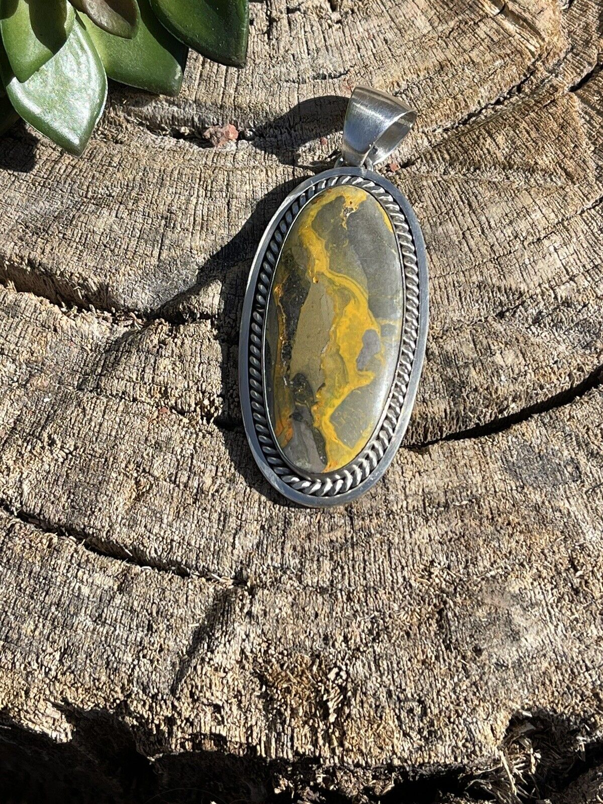 Navajo Bumblebee & Sterling Silver Pendant Signed