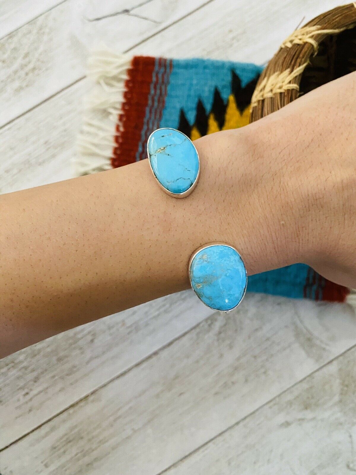 Navajo Turquoise & Sterling Silver Floating Cuff Bracelet