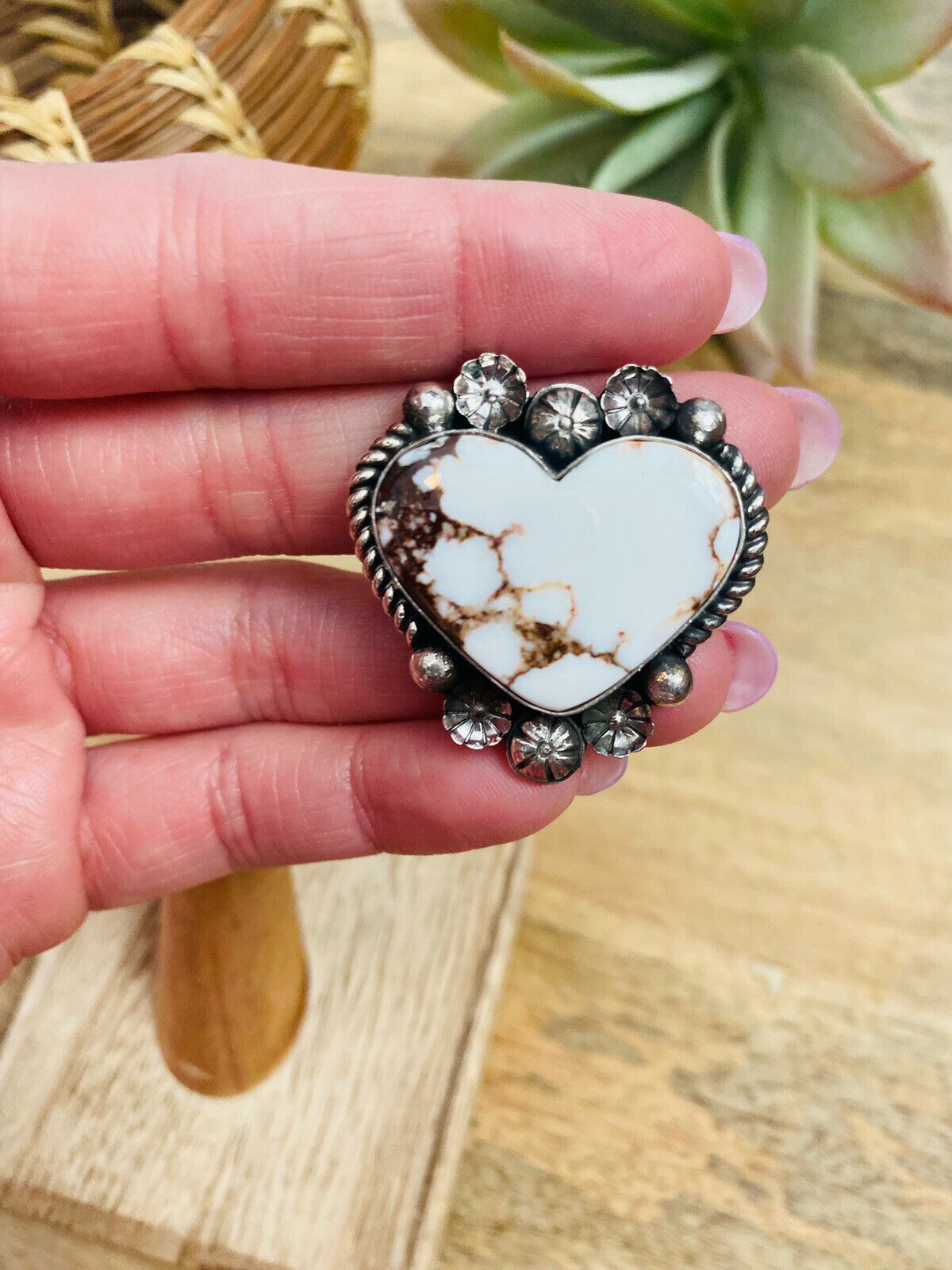 Navajo Wild Horse And Sterling Silver Heart Ring Size 10