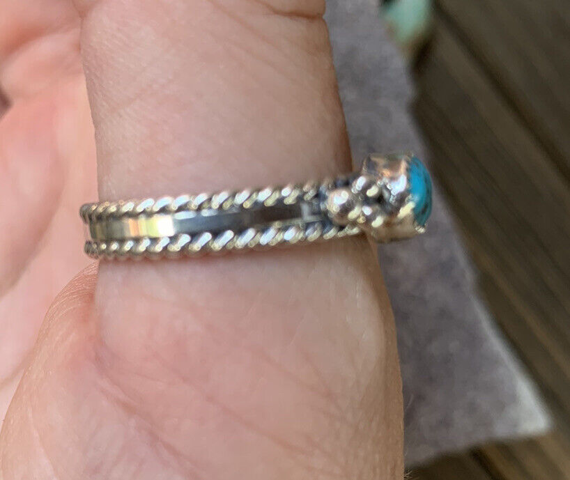 Navajo Kingman Turquoise & Sterling Silver Braided Band