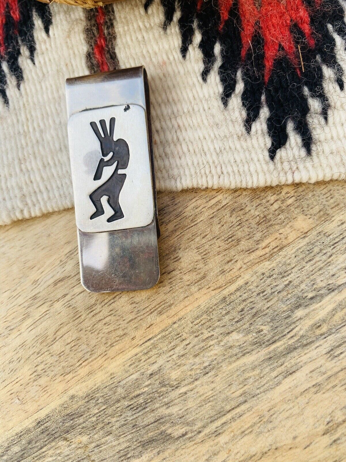 Navajo Kokopelli Dancer Sterling Silver Overlaid Money Clip