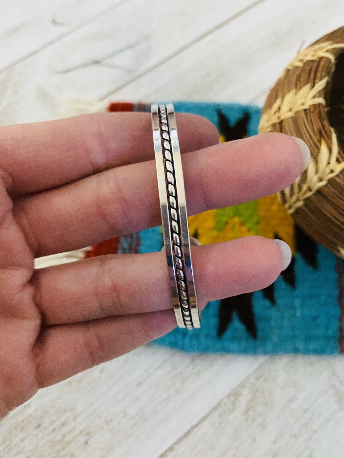 Navajo Turquoise & Sterling Silver Floating Cuff Bracelet