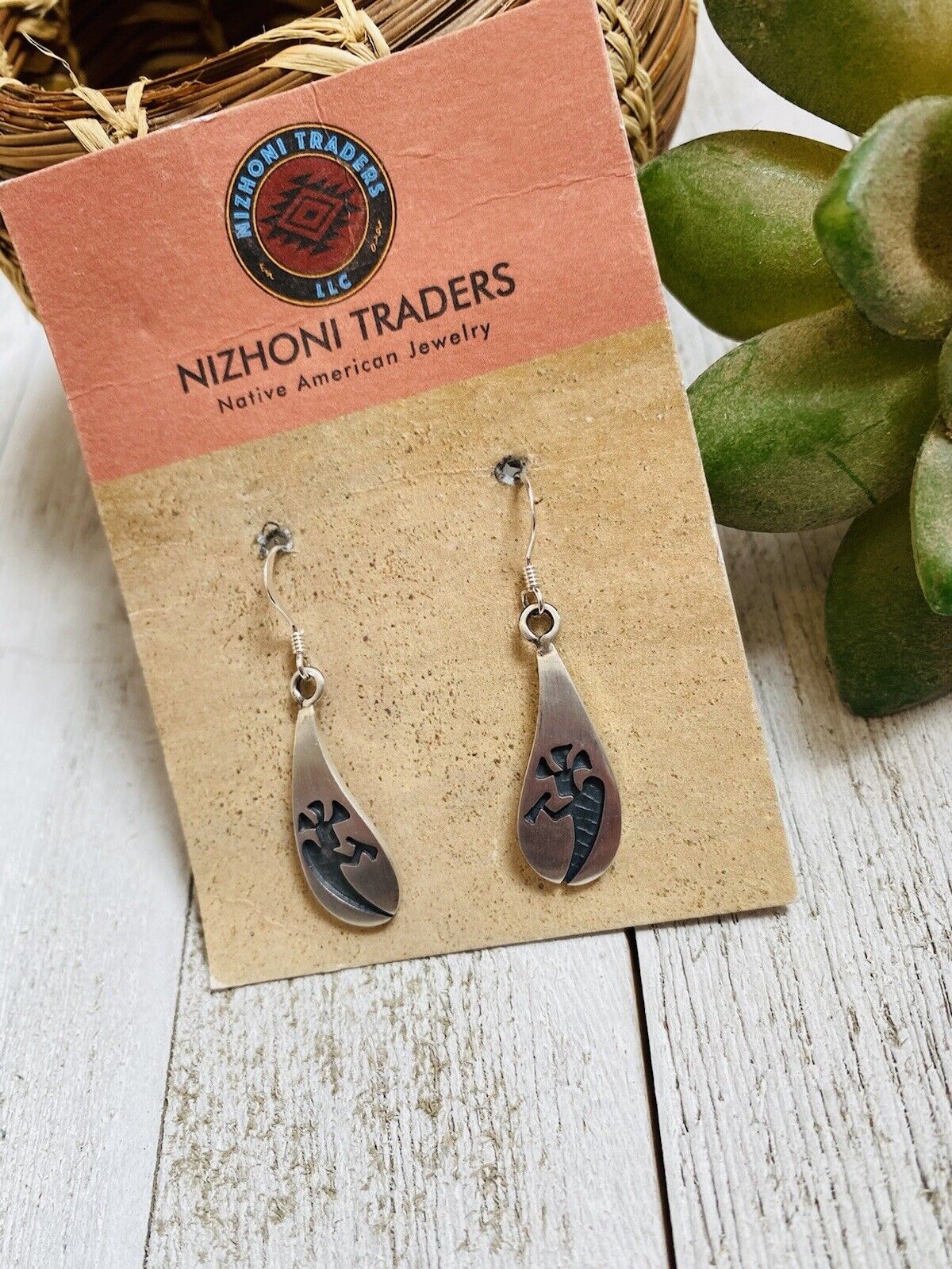 Hopi Sterling Silver Kokopelli Dangle Earrings