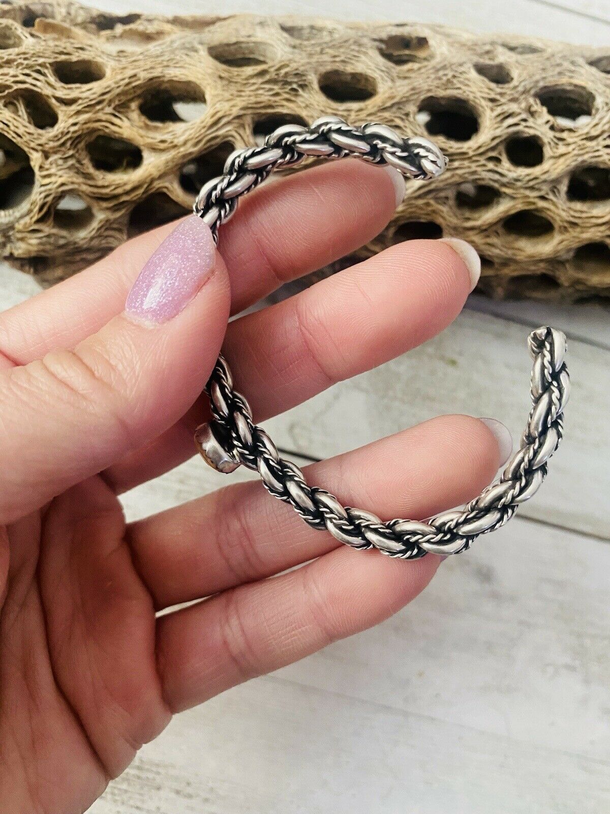 Handcrafted Sterling Cuff & Orange Spiny Twisted Cuff Bracelet