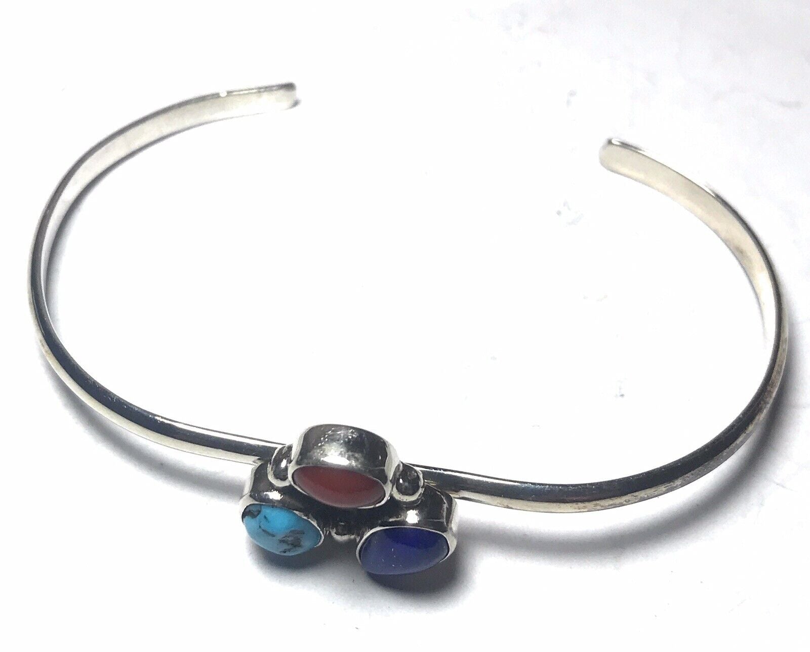 Navajo Multi Stone And Sterling Silver Bracelet Cuff Artist V. S