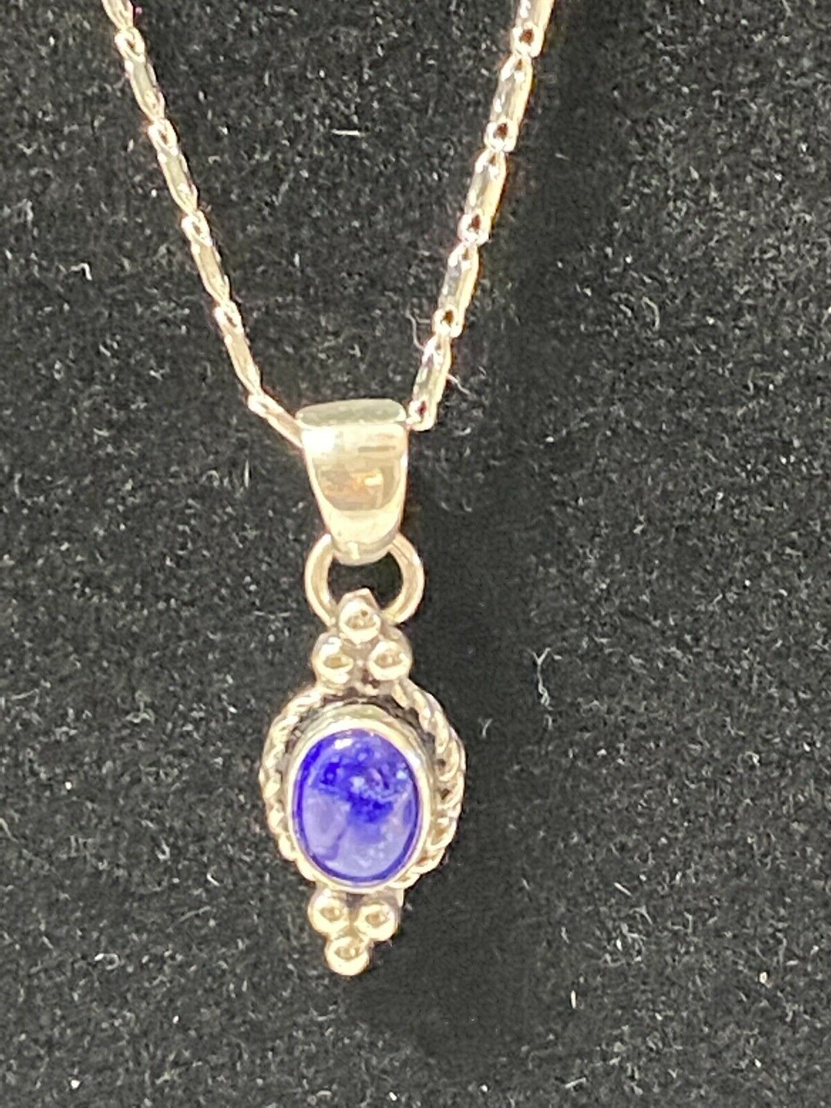 Sterling Silver Lapis Pendant Necklace 18”