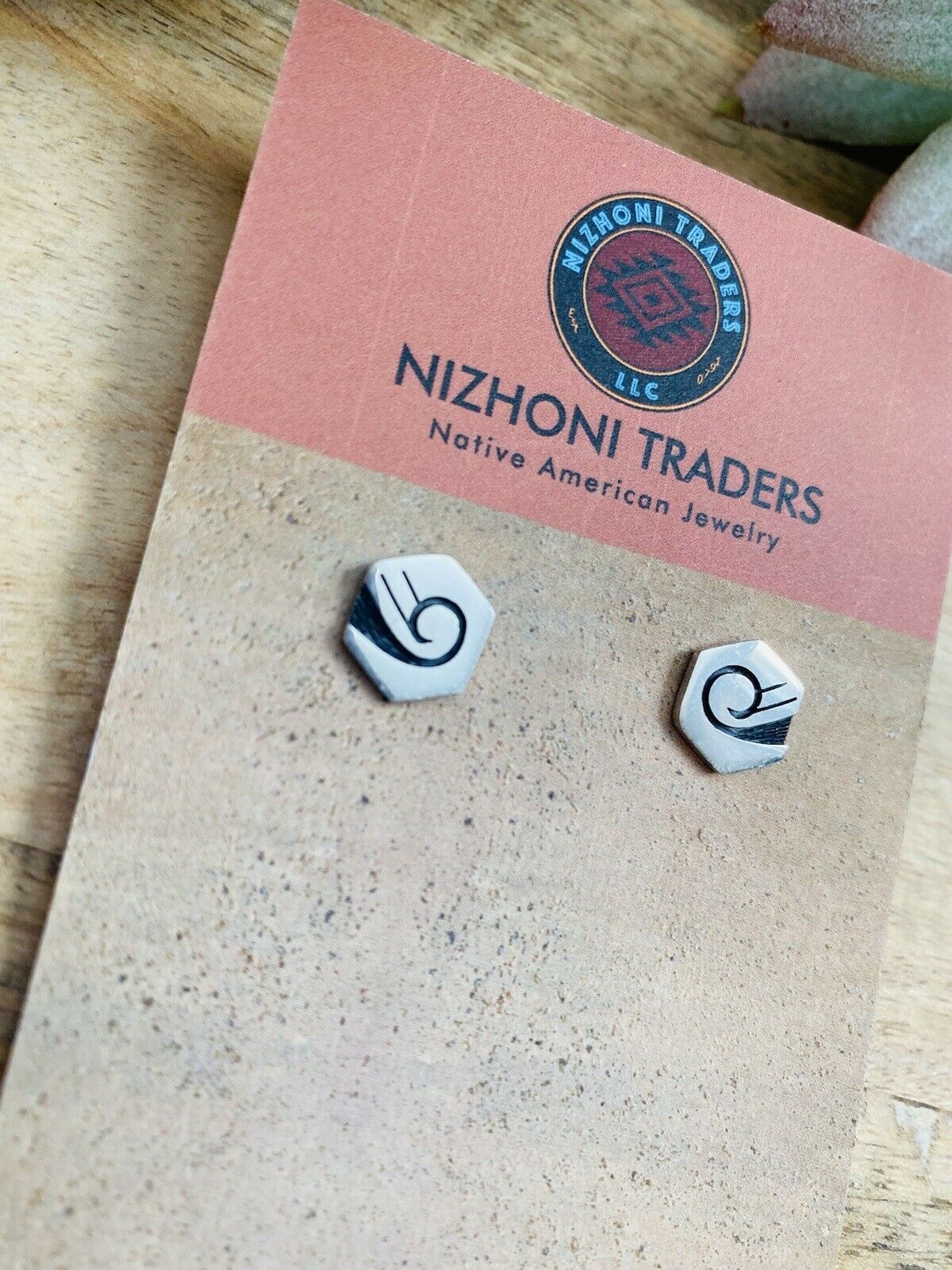 Hopi Overlaid Sterling Silver Swirl Stud Earrings