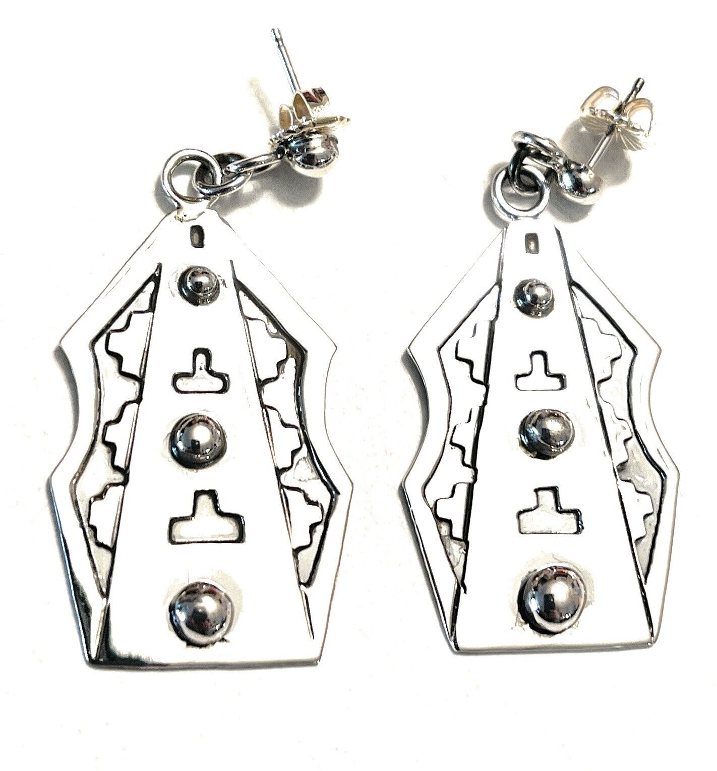 Navajo Sterling Silver Southwest Dangle Earrings Signed