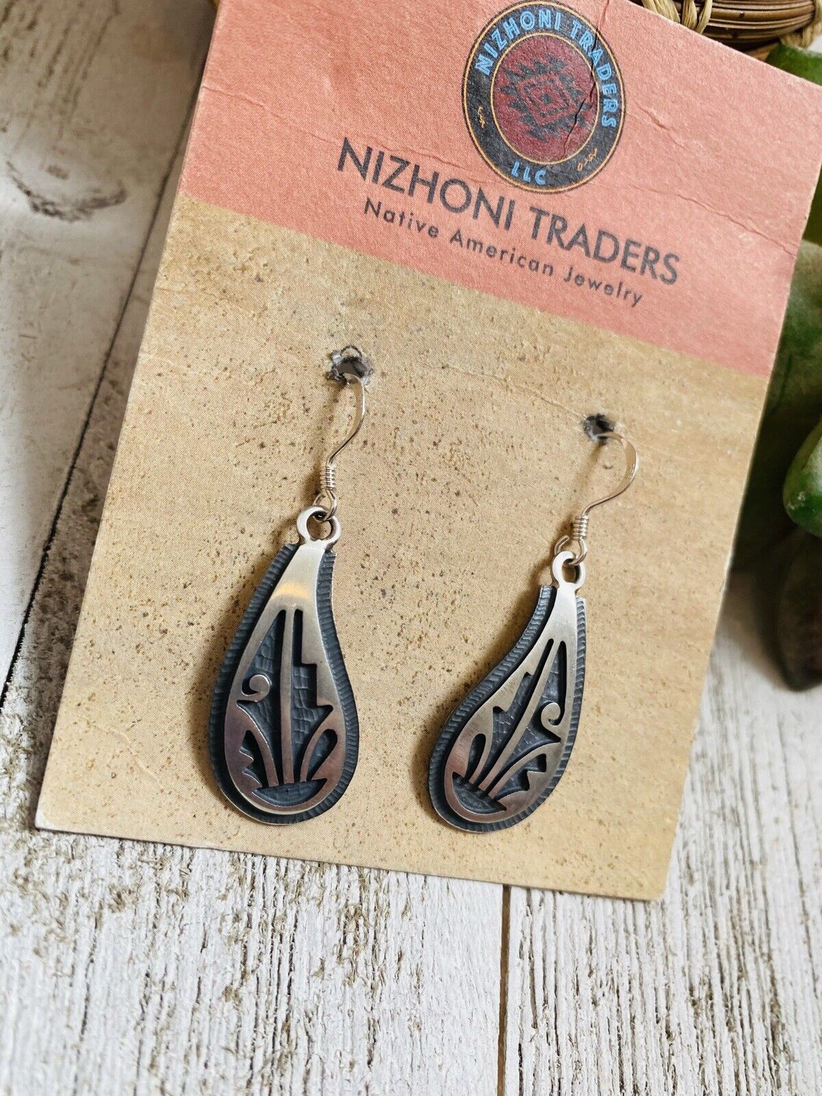 Hopi Overlaid Sterling Silver Dangle Earrings