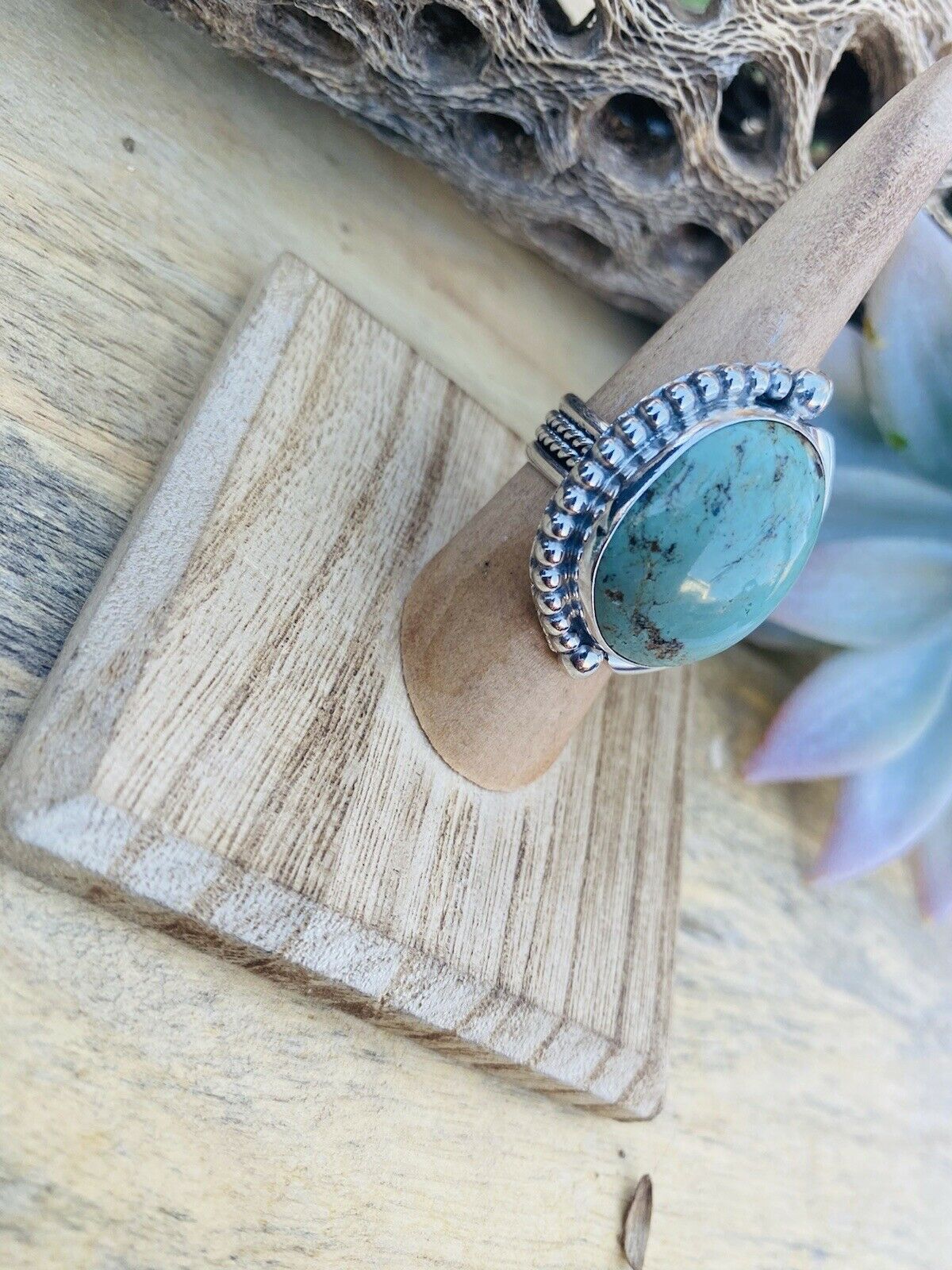 Navajo Royston Turquoise & Sterling Silver Ring Size 6.5