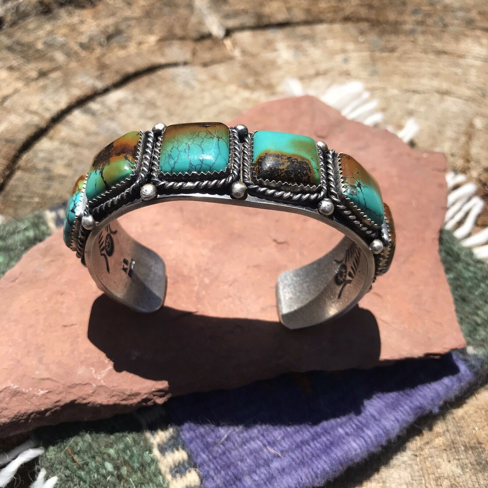 Stunning Sterling And Royston Turquoise Cuff Bracelet Signed By Kevin Billah