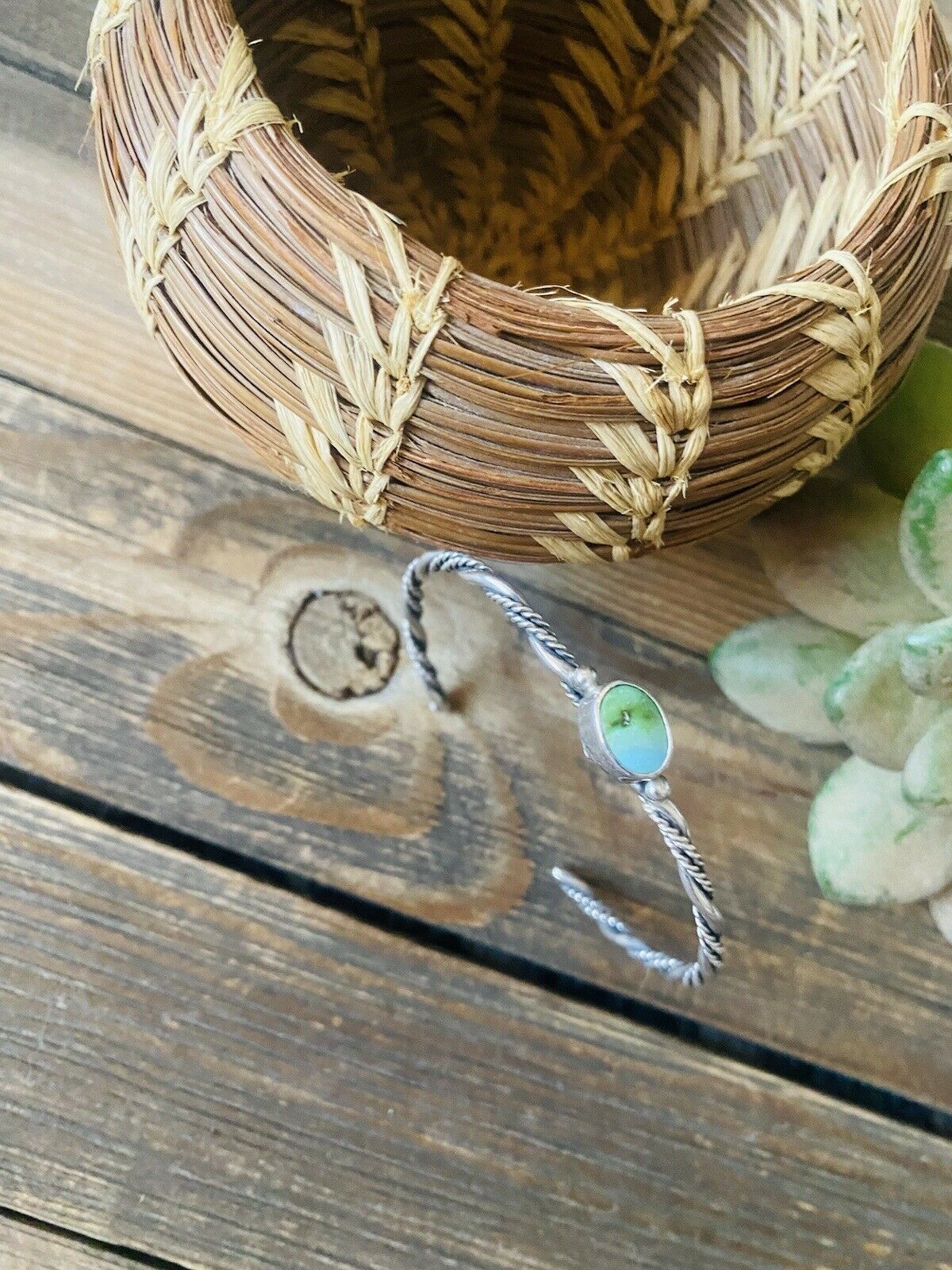 Beautiful Navajo Sterling Silver & Sonoran Gold Turquoise Cuff Bracelet