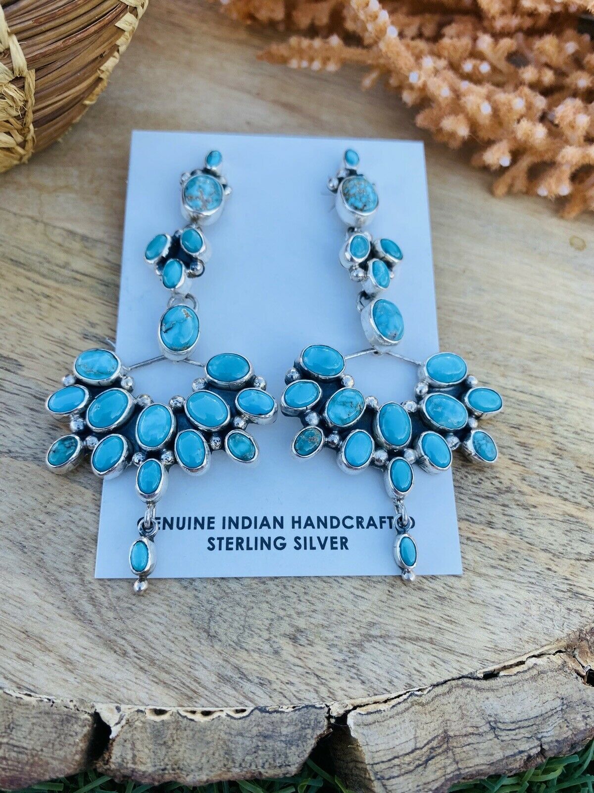 Vintage Navajo Turquoise & Sterling Silver Dangle Earrings