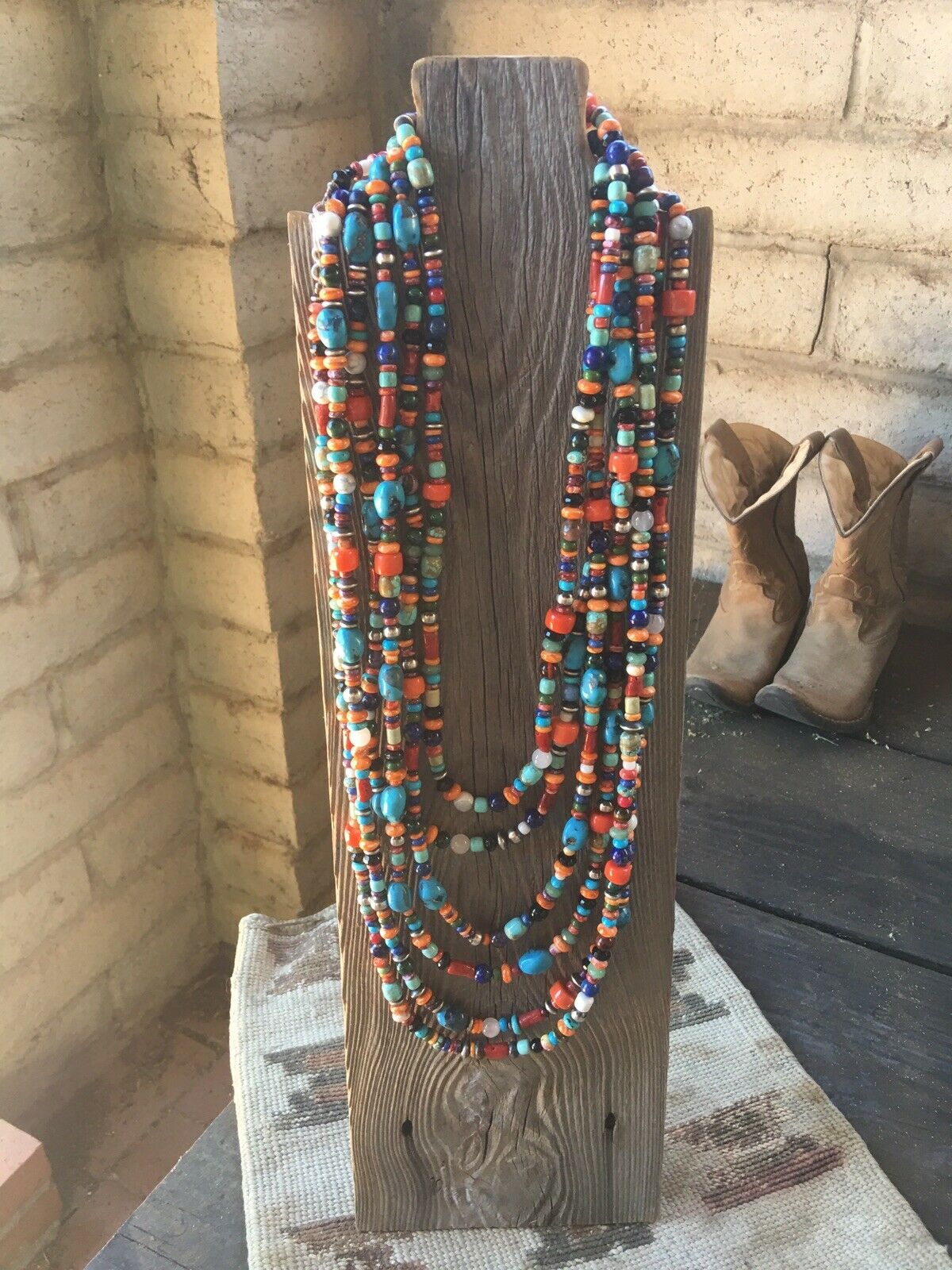 Santo Domingo Multi Stone And Sterling Silver Beaded Necklace