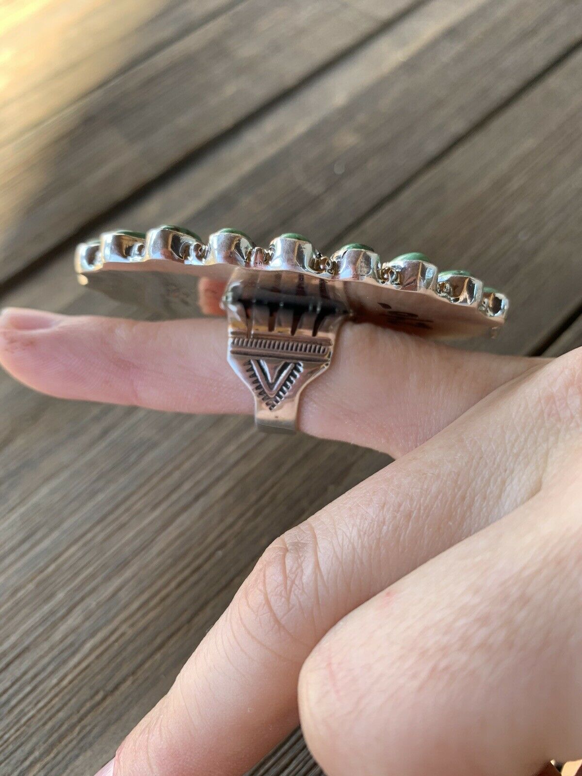 Navajo Royston Turquoise & Bumble Bee Statement Ring Size 5.75