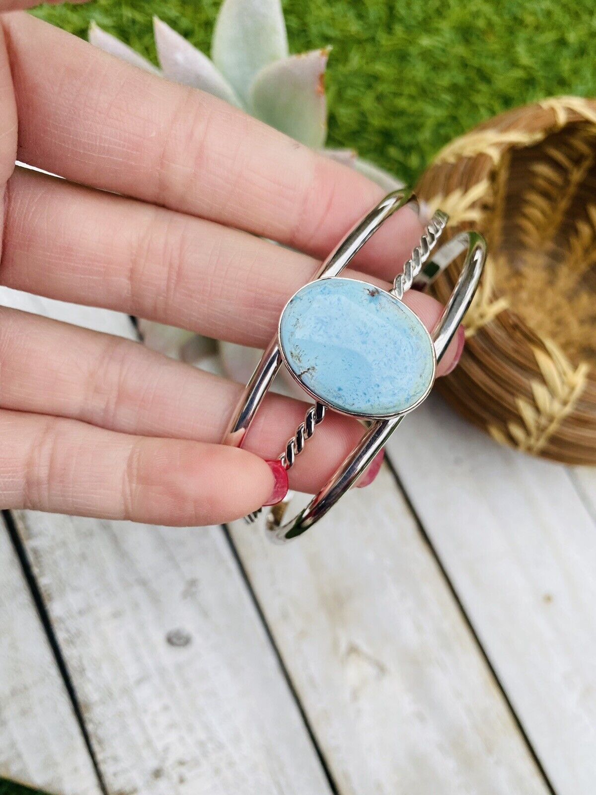 Navajo Golden Hills Turquoise Sterling Silver Cuff Bracelet