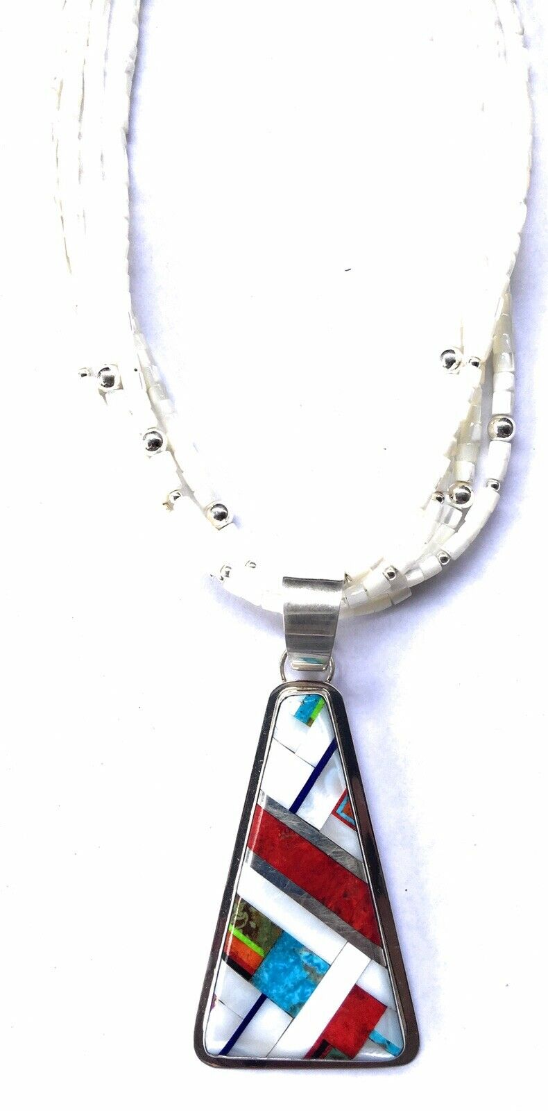 Daniel Coriz Mother Of Pearl Beaded Inlay Necklace