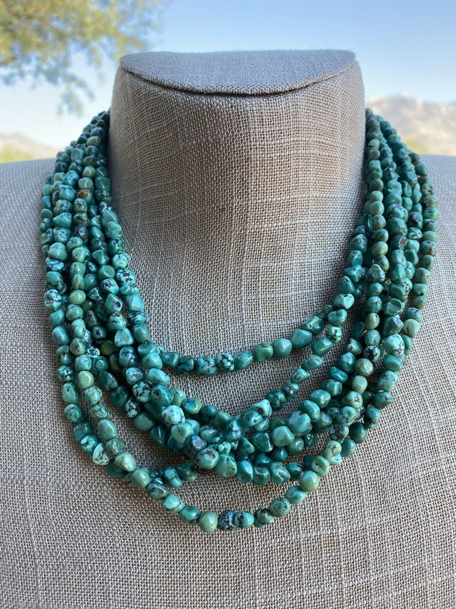 Turquoise Large Bead Necklace Navajo Made - The Crosby Collection Store